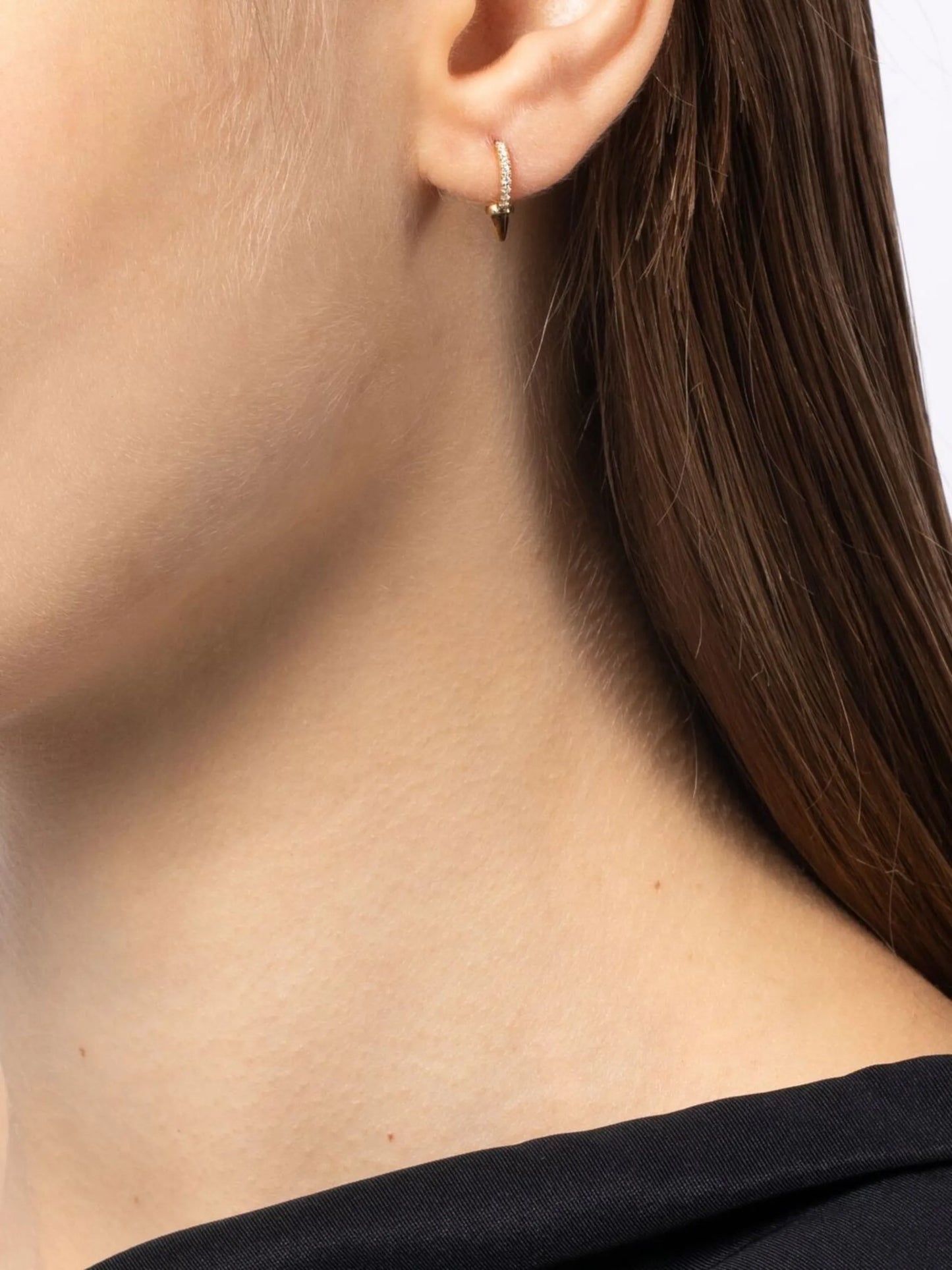18kt yellow gold Spike diamond hoop earring