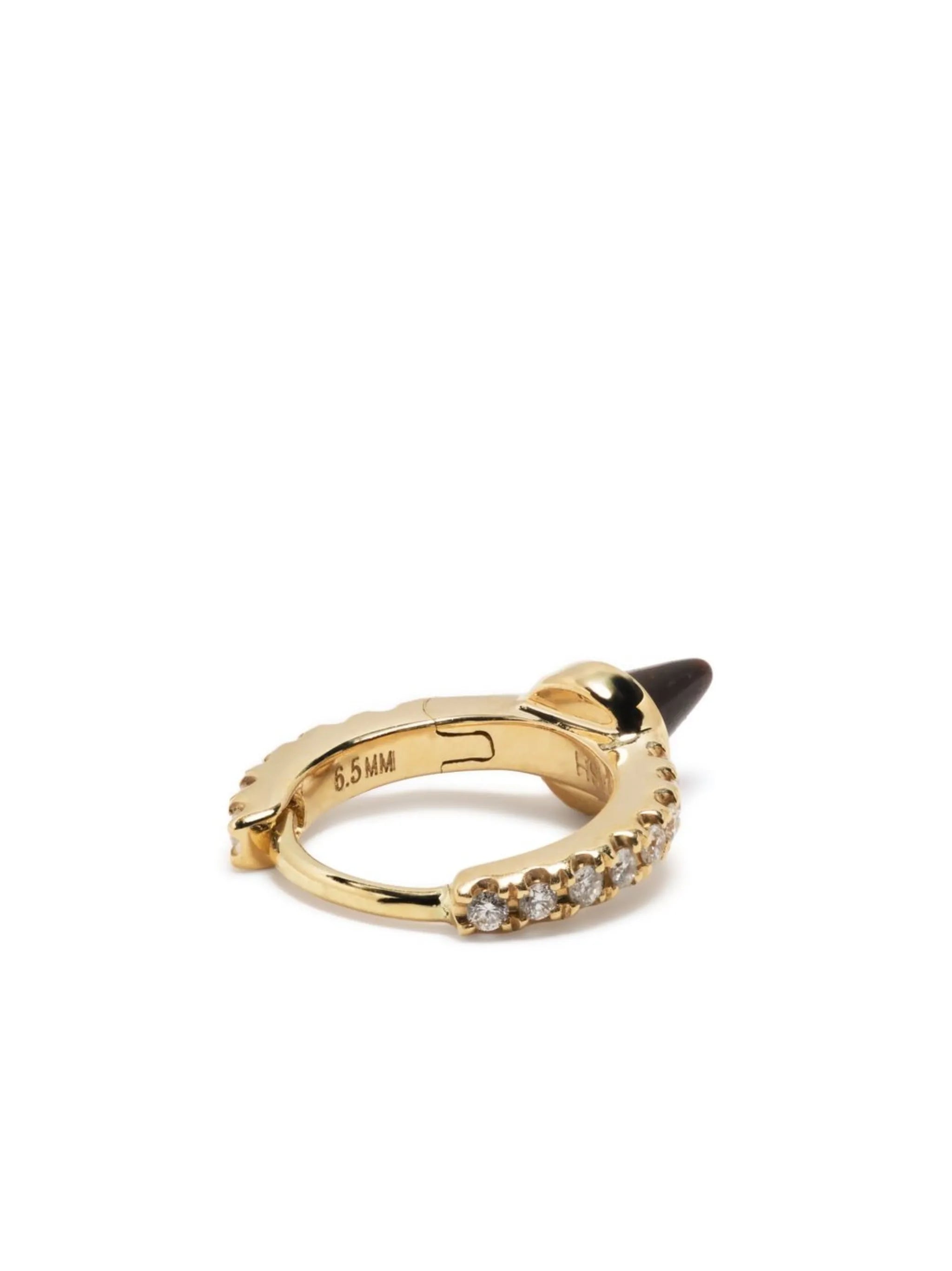 18kt yellow gold Spike diamond hoop earring