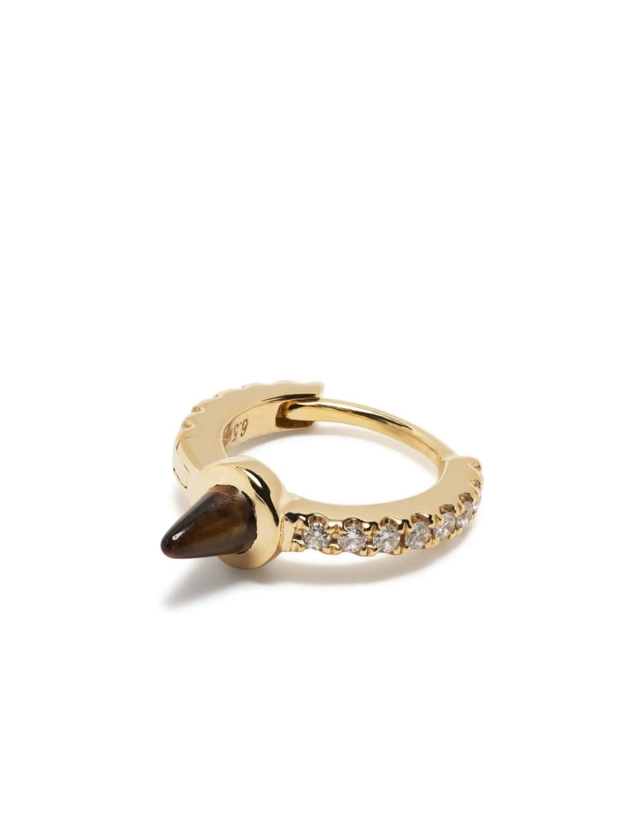 18kt yellow gold Spike diamond hoop earring