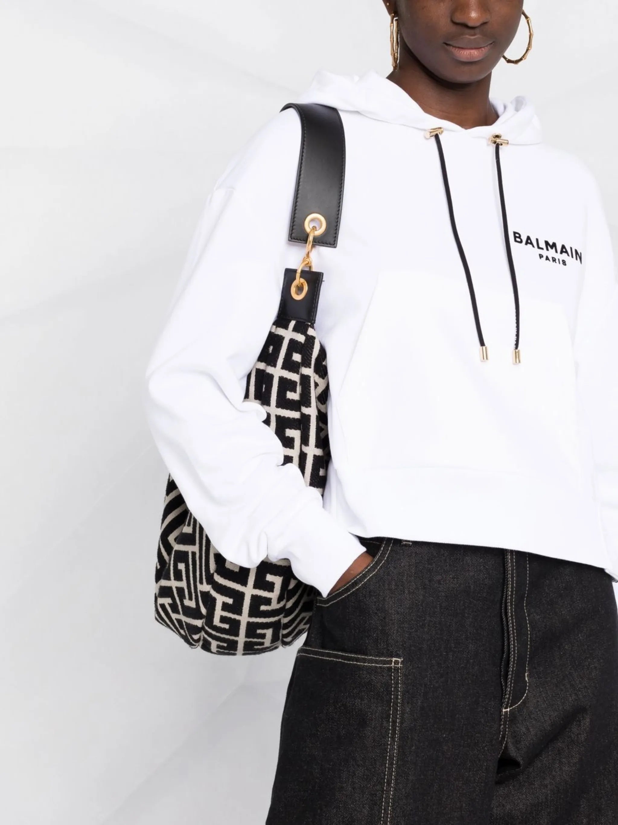 logo-print cropped hoodie