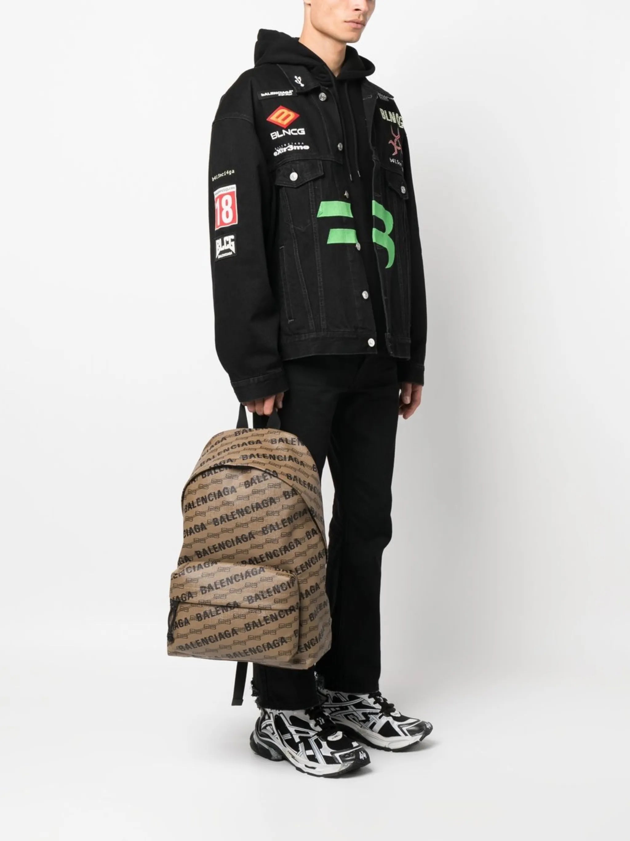 monogram-print coated canvas backpack