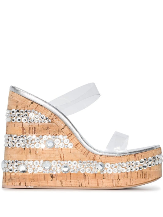 crystal embellished wedge sandals