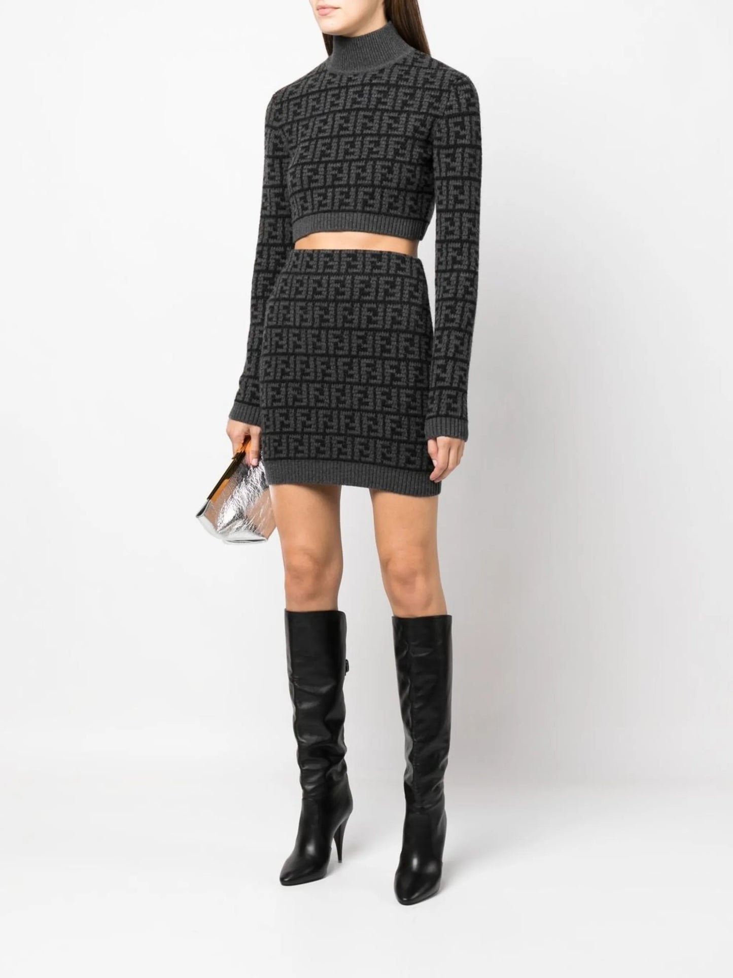 FF logo-pattern cashmere top