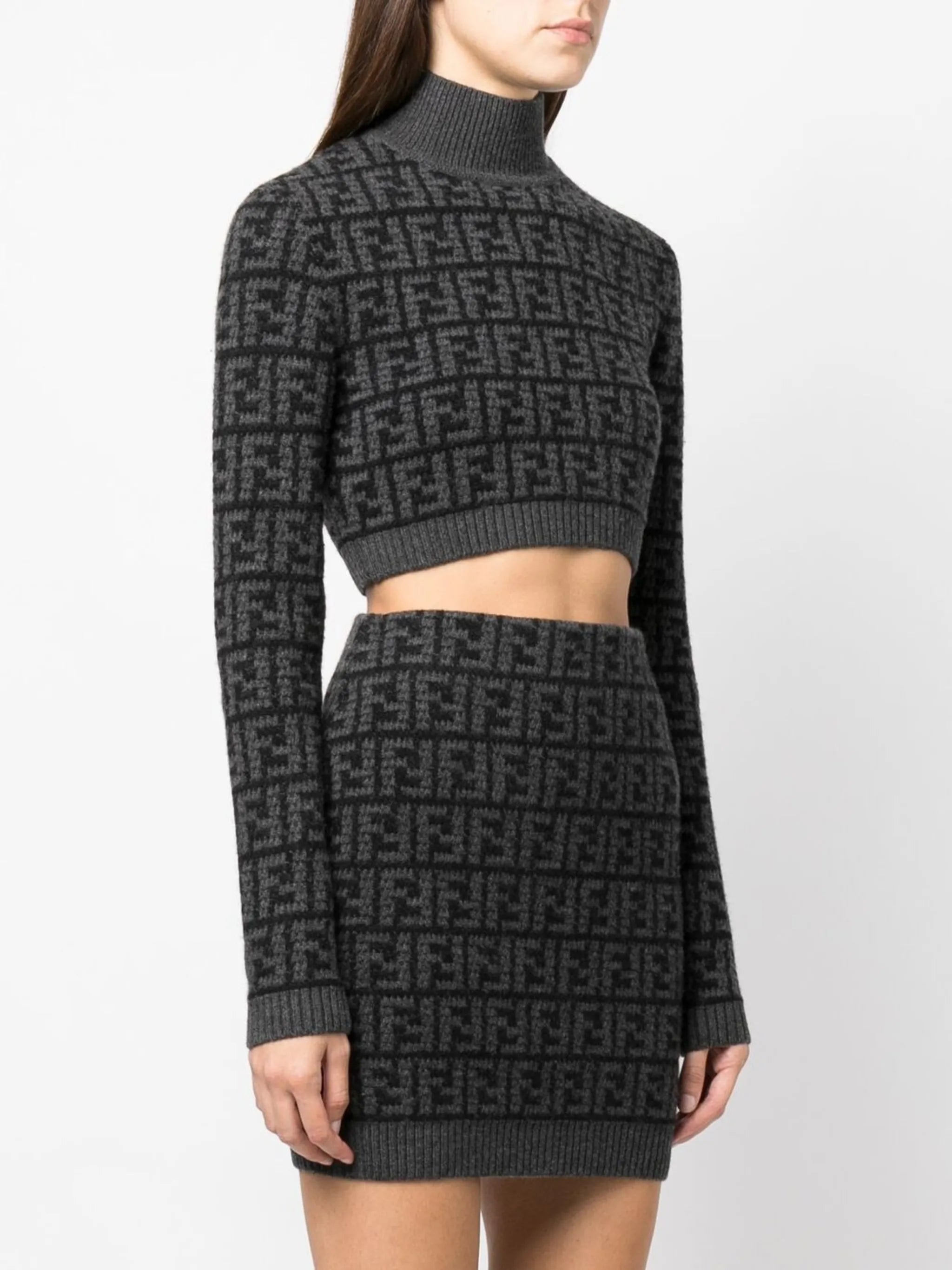 FF logo-pattern cashmere top