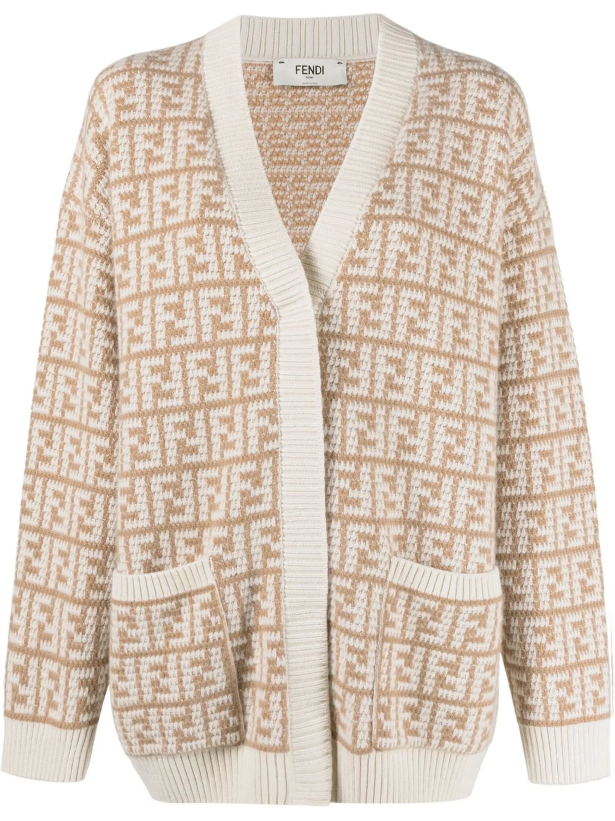 FF-jacquard cashmere cardigan