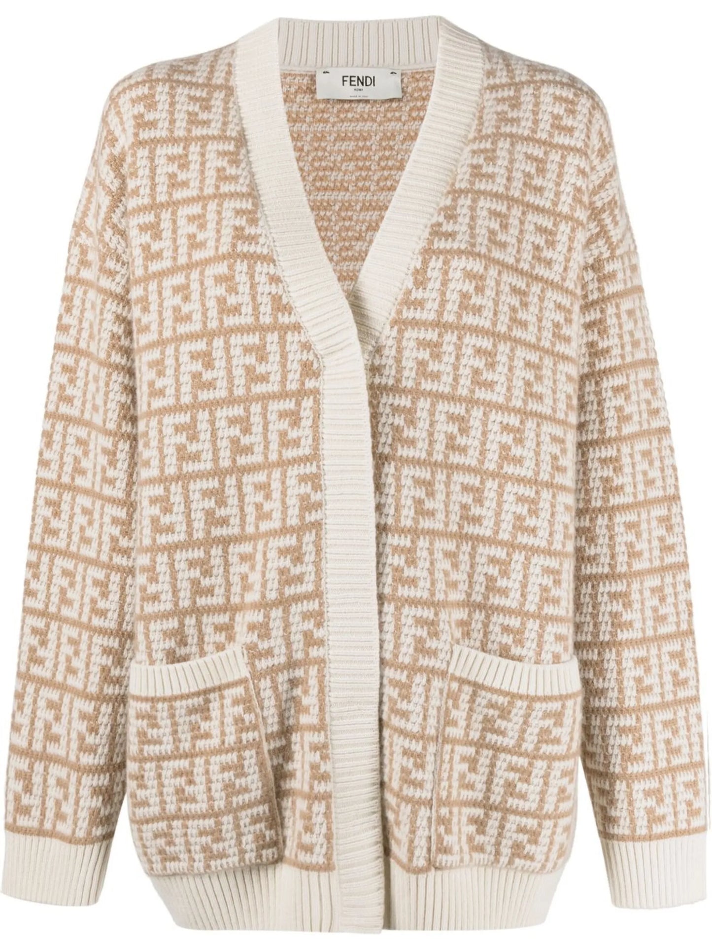 FF-jacquard cashmere cardigan