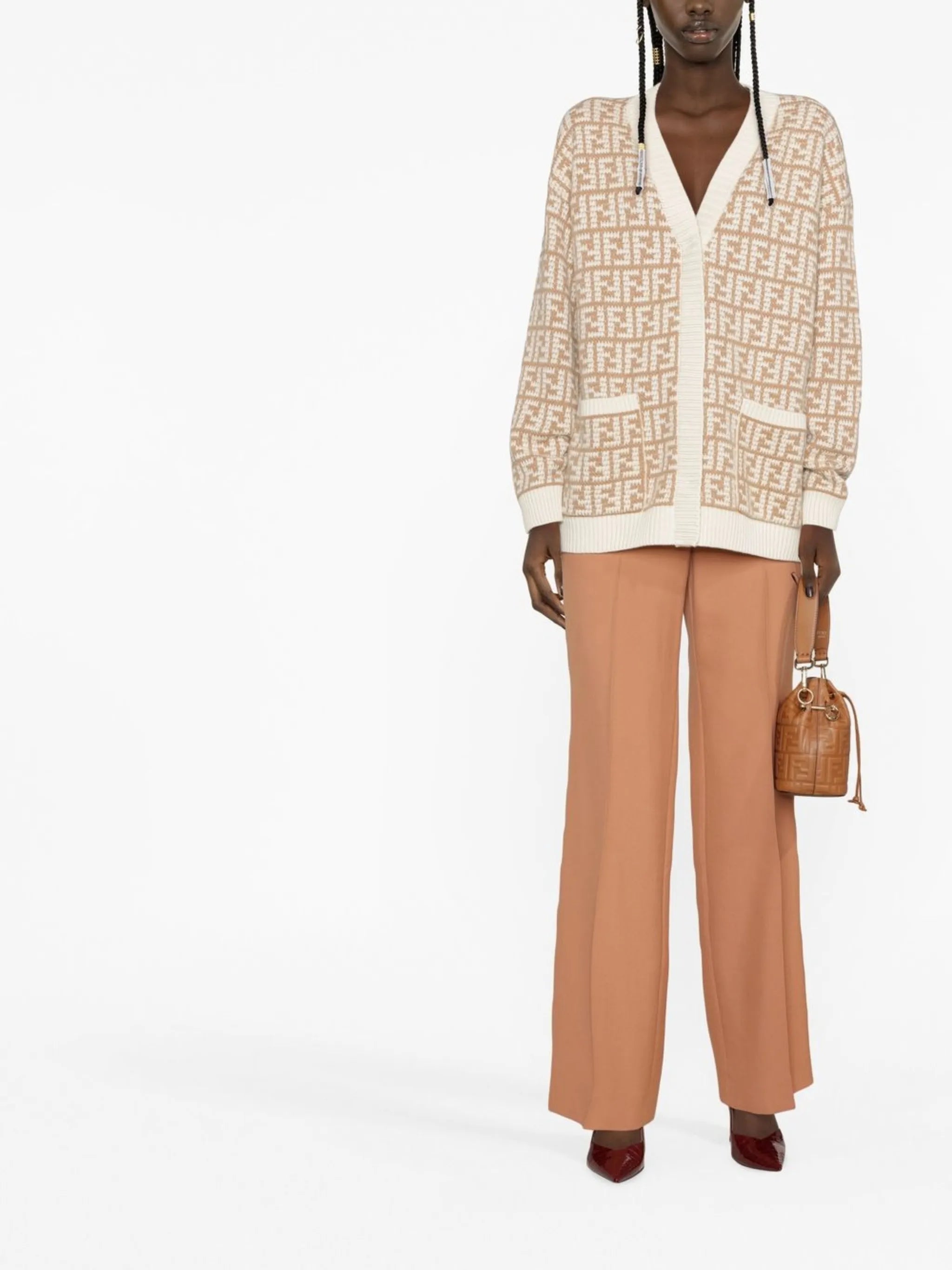 FF-jacquard cashmere cardigan