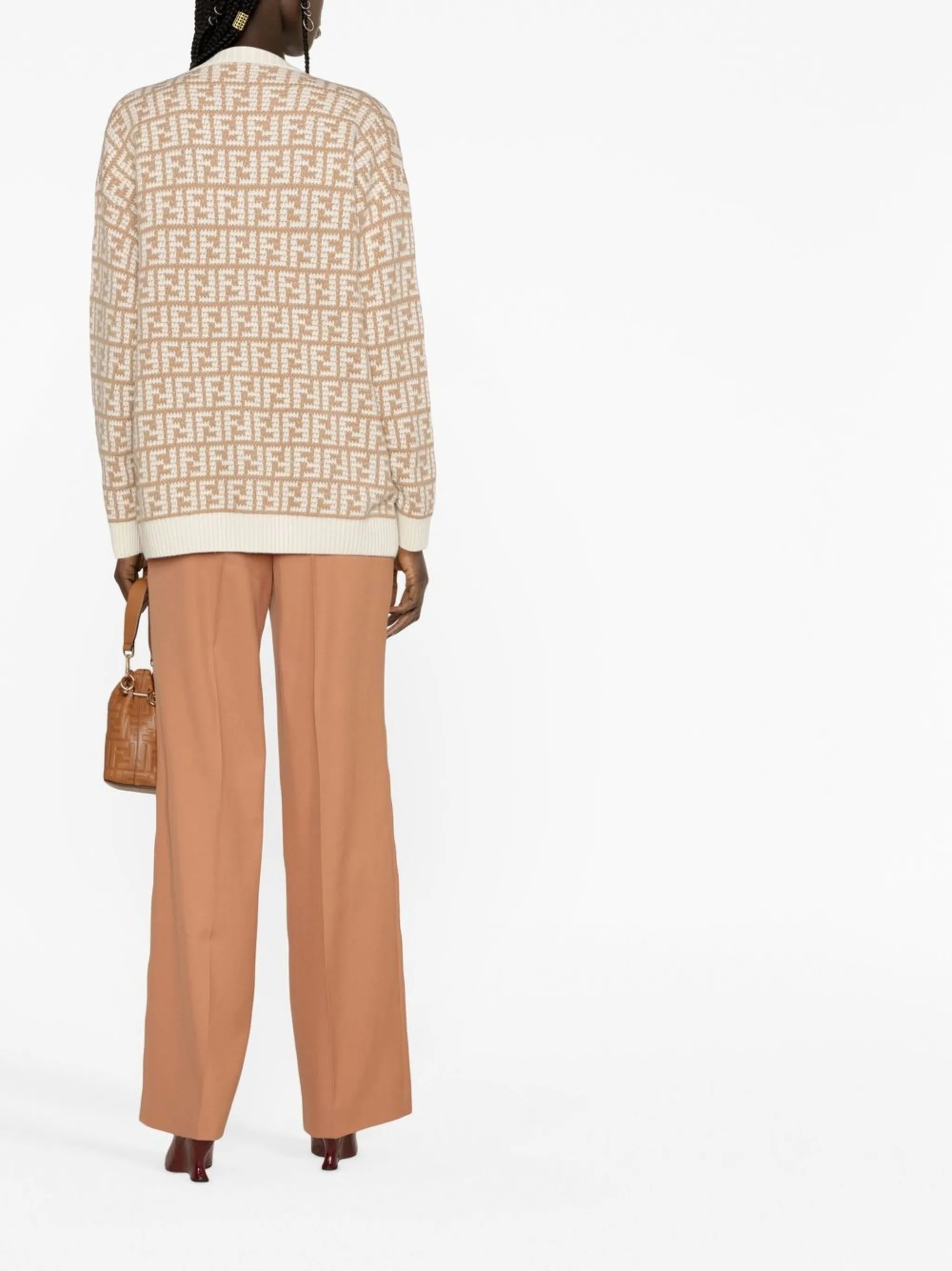 FF-jacquard cashmere cardigan