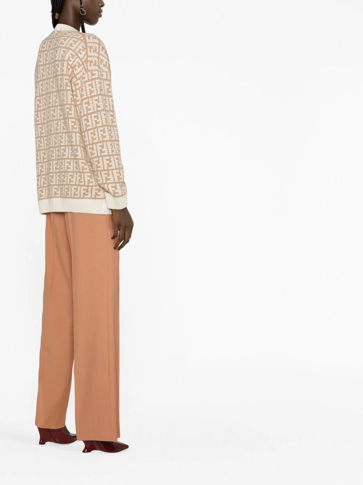 FF-jacquard cashmere cardigan
