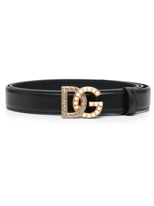 embellished logo-buckle belt