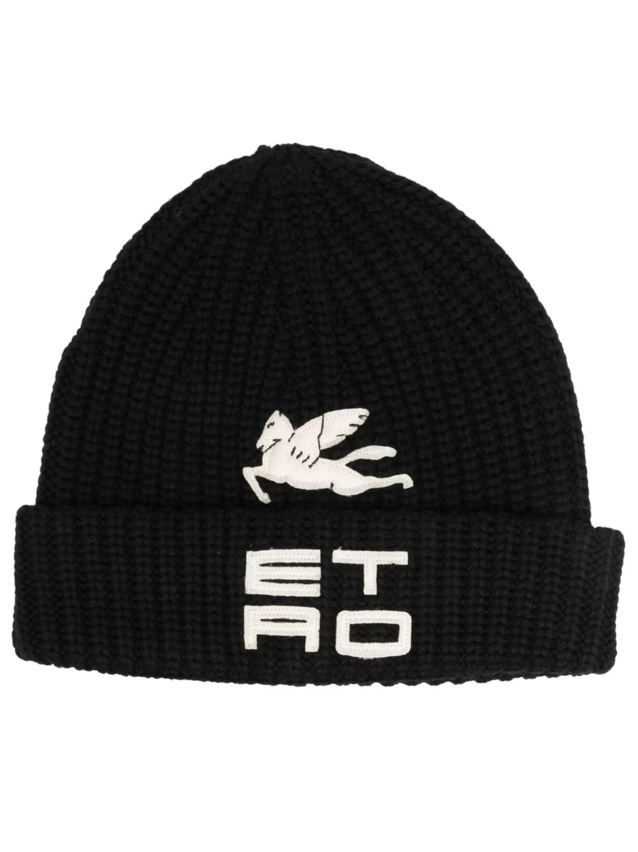 appliqué-logo ribbed-knit beanie