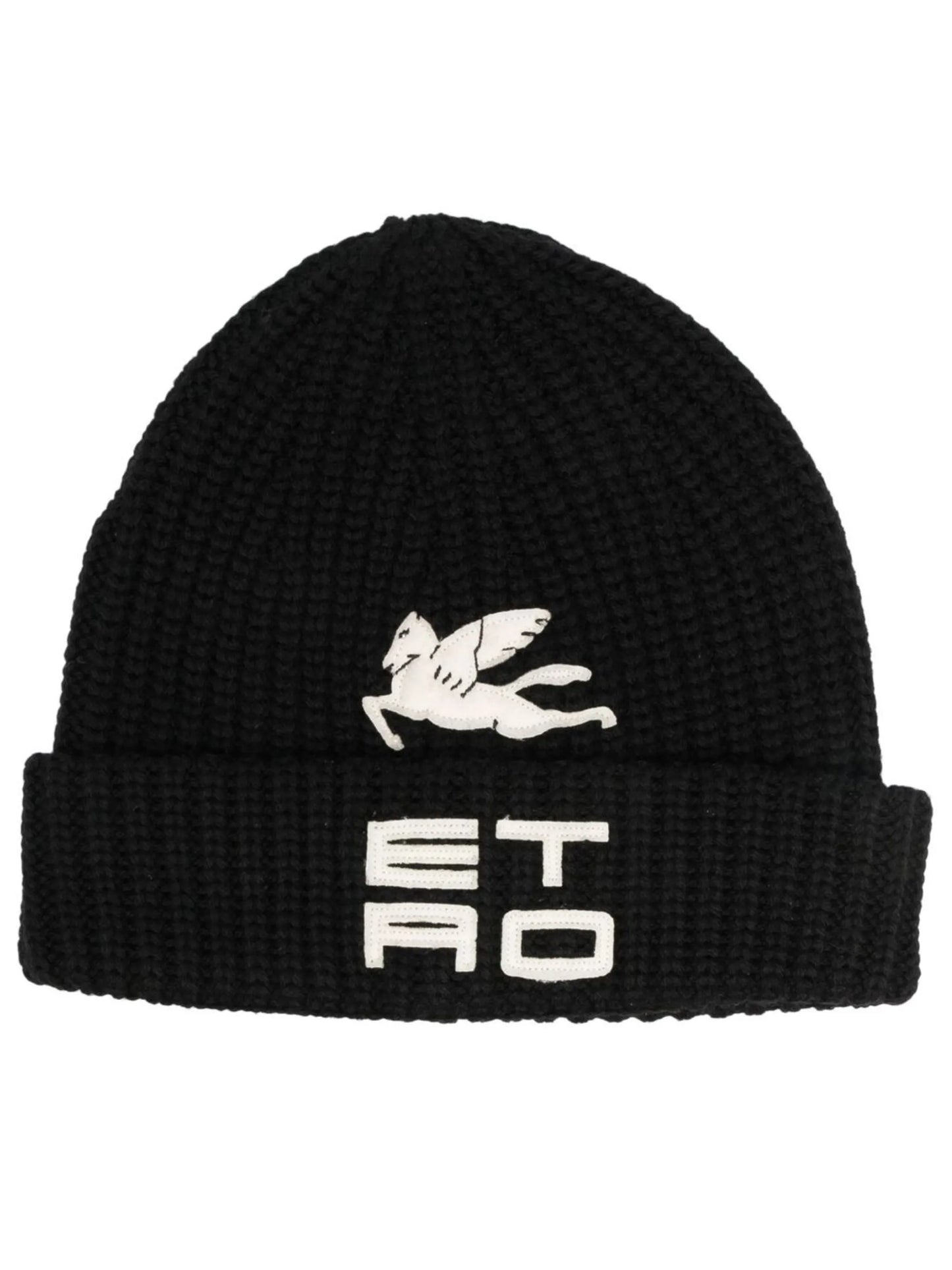 appliqué-logo ribbed-knit beanie