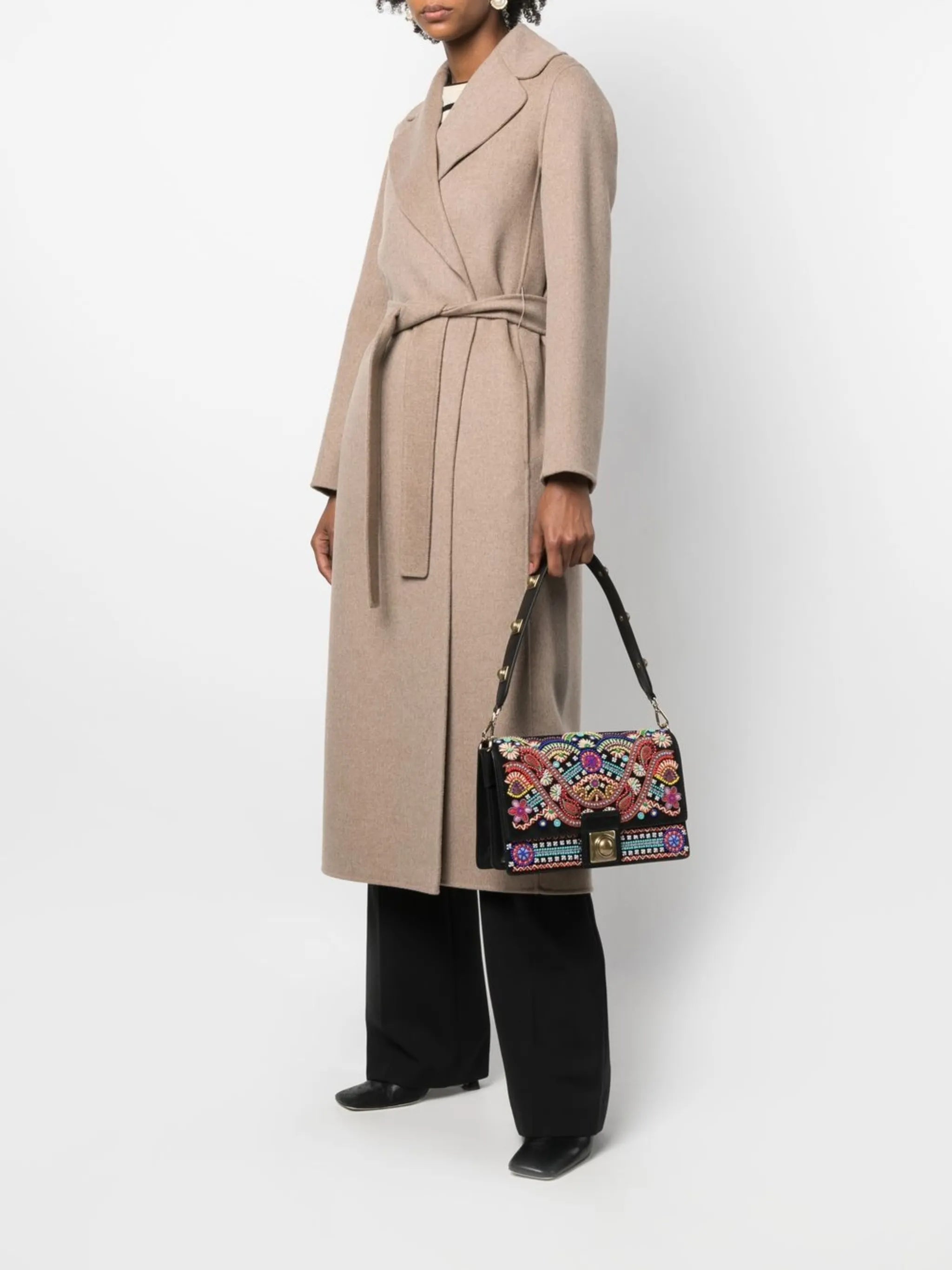 appliqué paisley-pattern shoulder bag