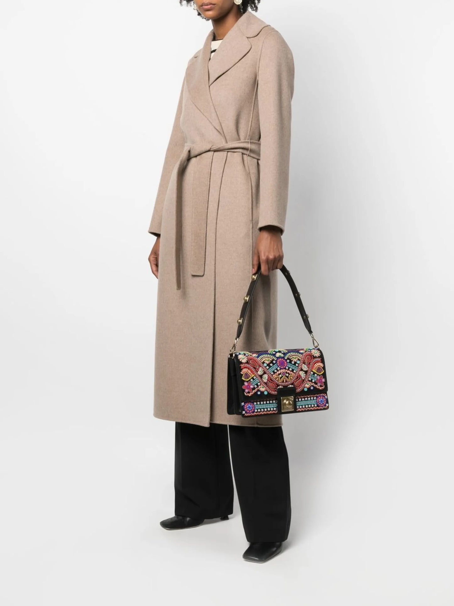 appliqué paisley-pattern shoulder bag