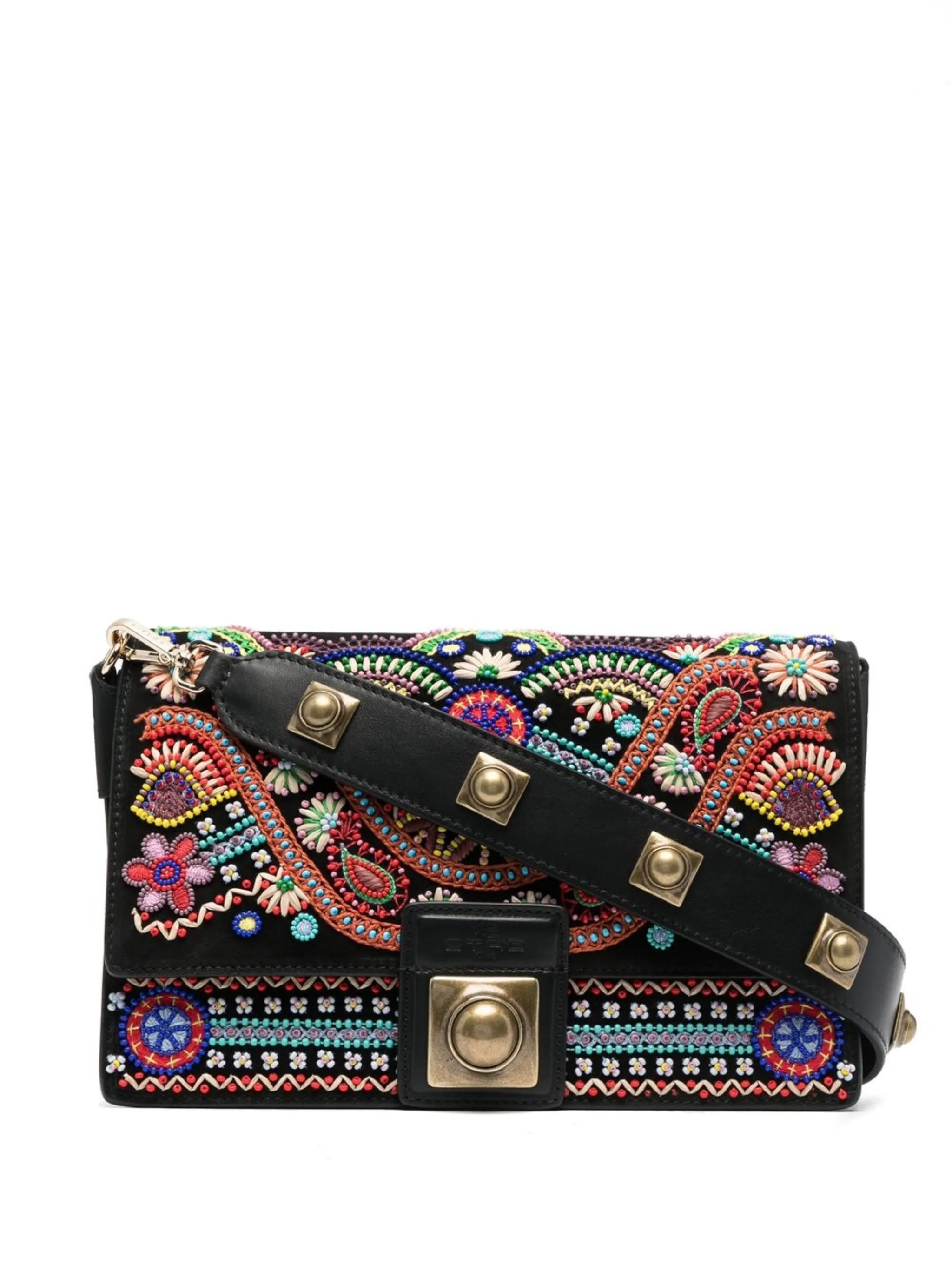 appliqué paisley-pattern shoulder bag