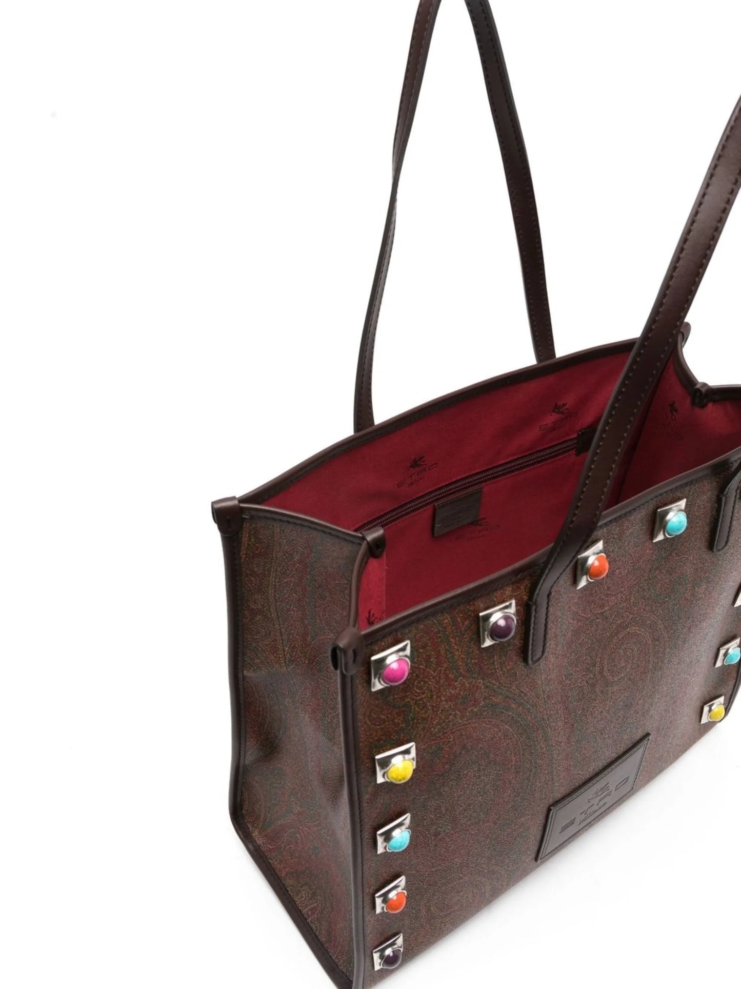 paisley-print studded tote bag