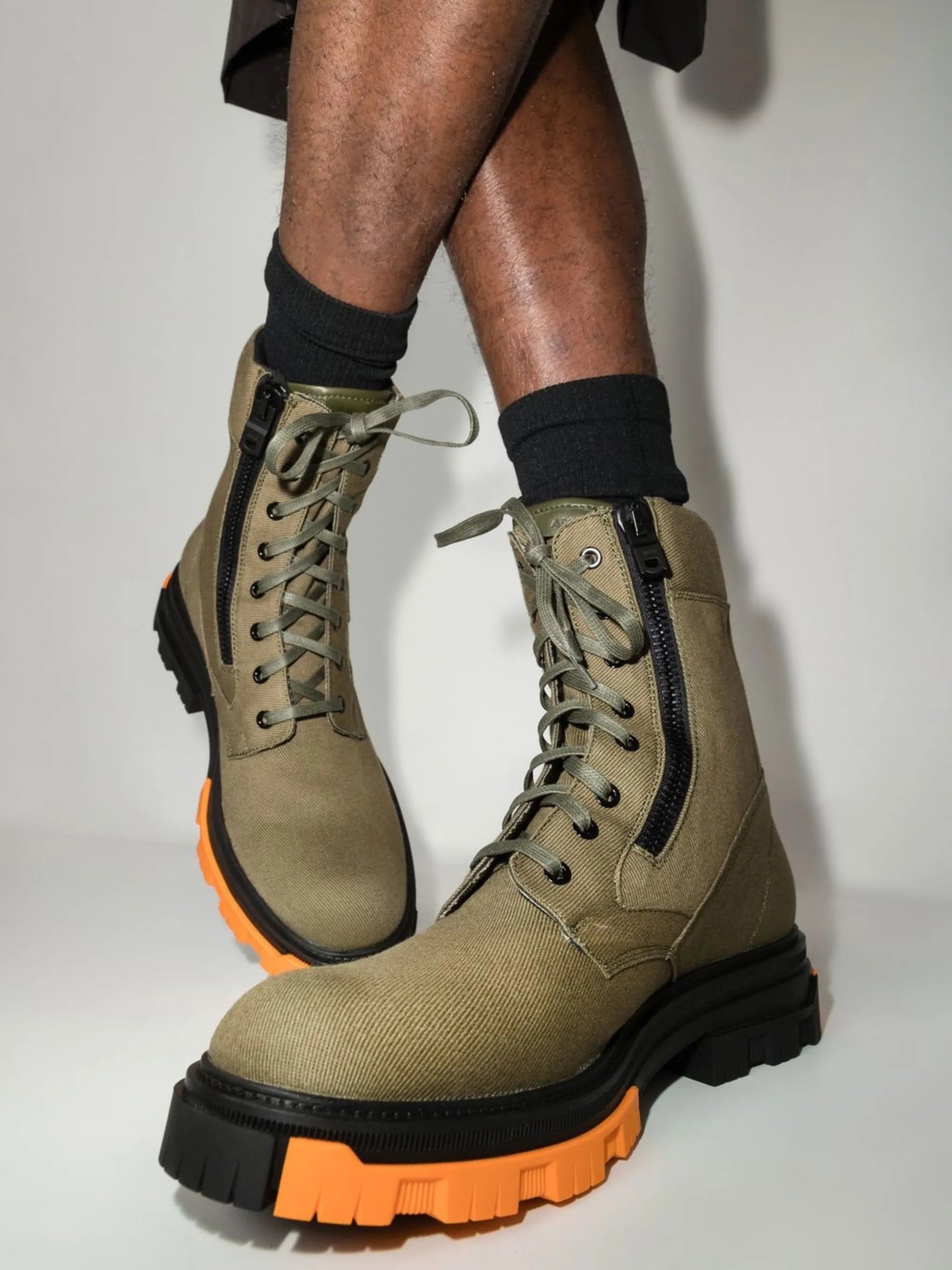 logo-patch combat boots