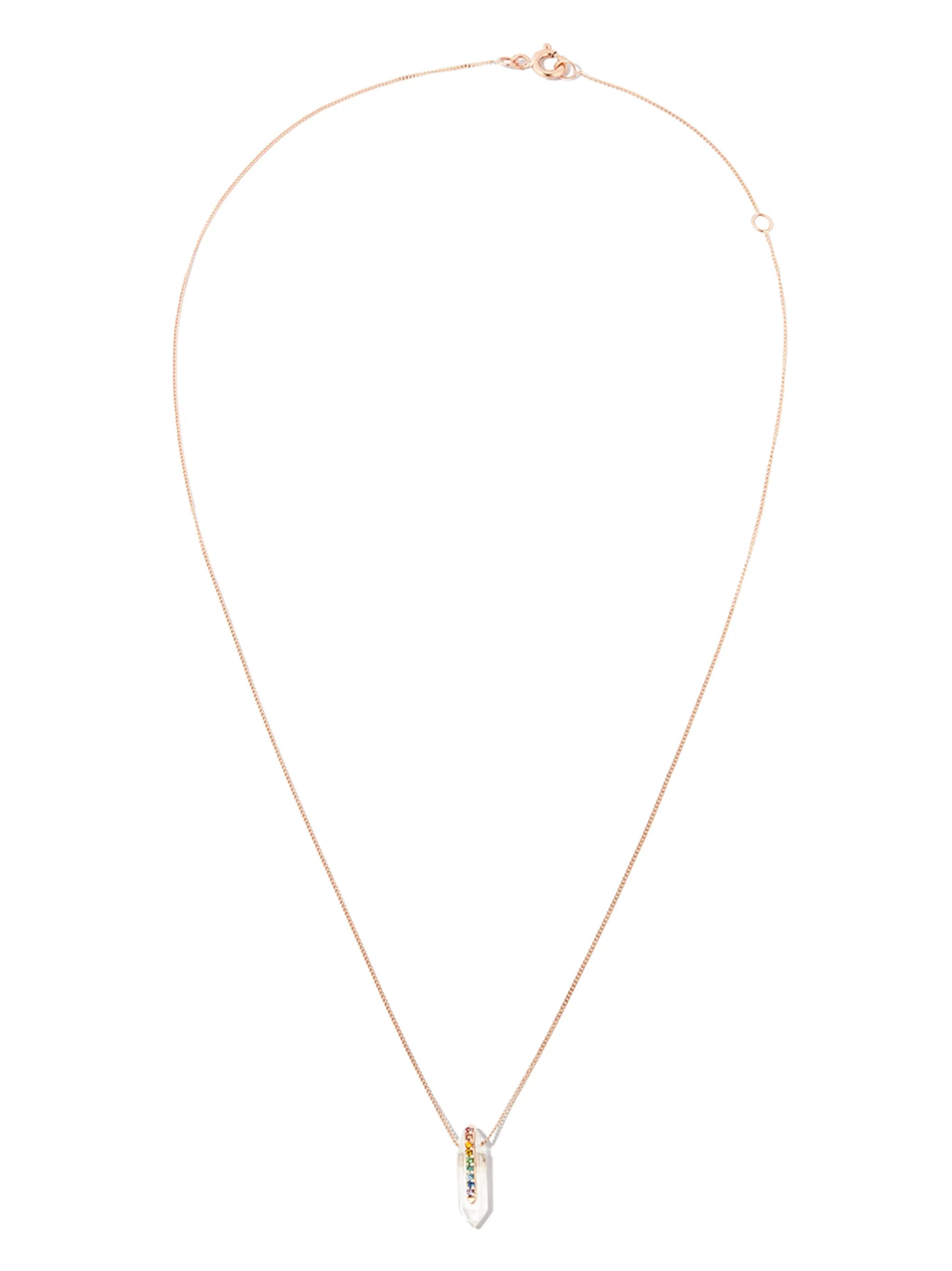 9kt rose gold crystal-pendant necklace