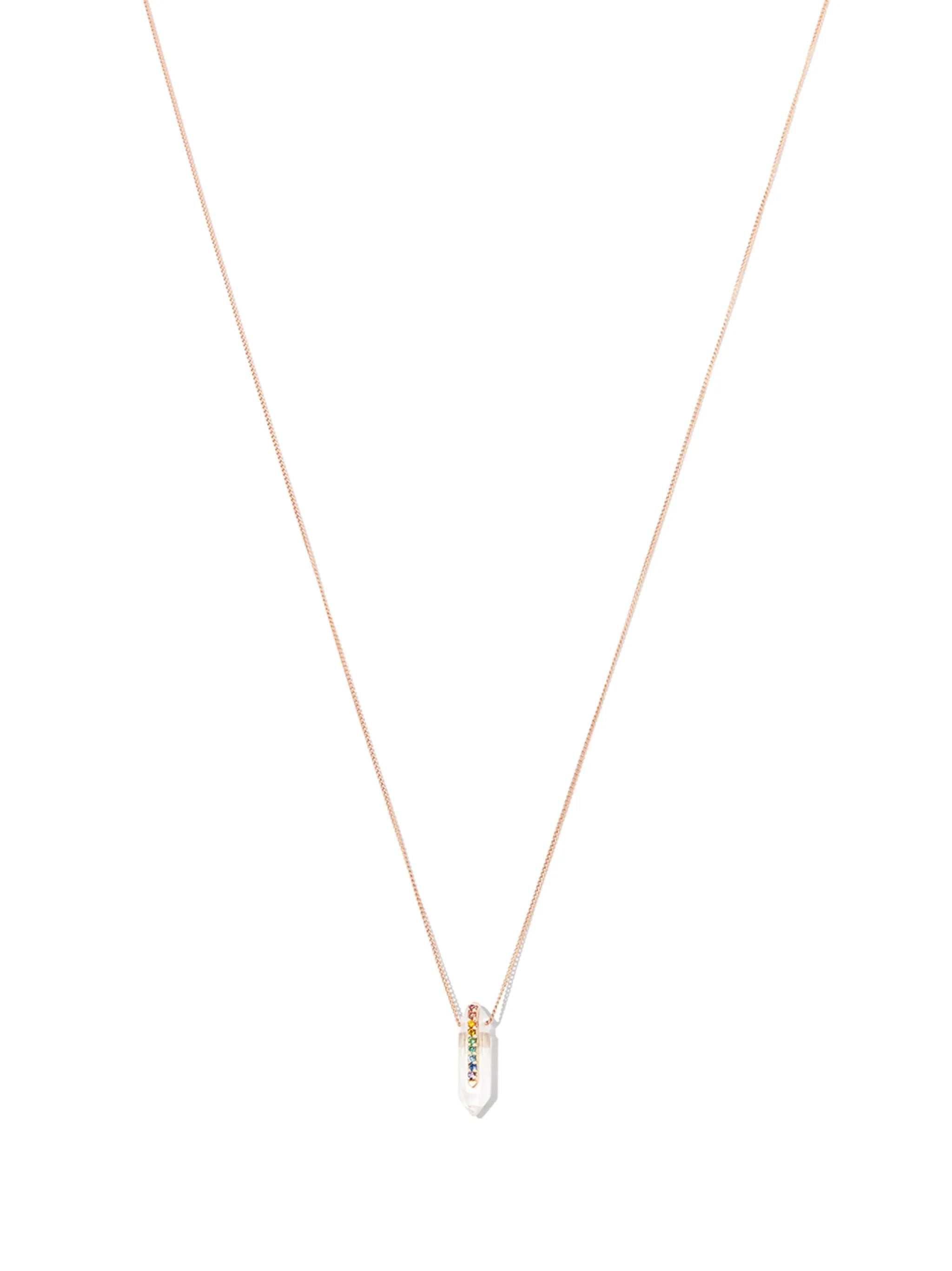 9kt rose gold crystal-pendant necklace