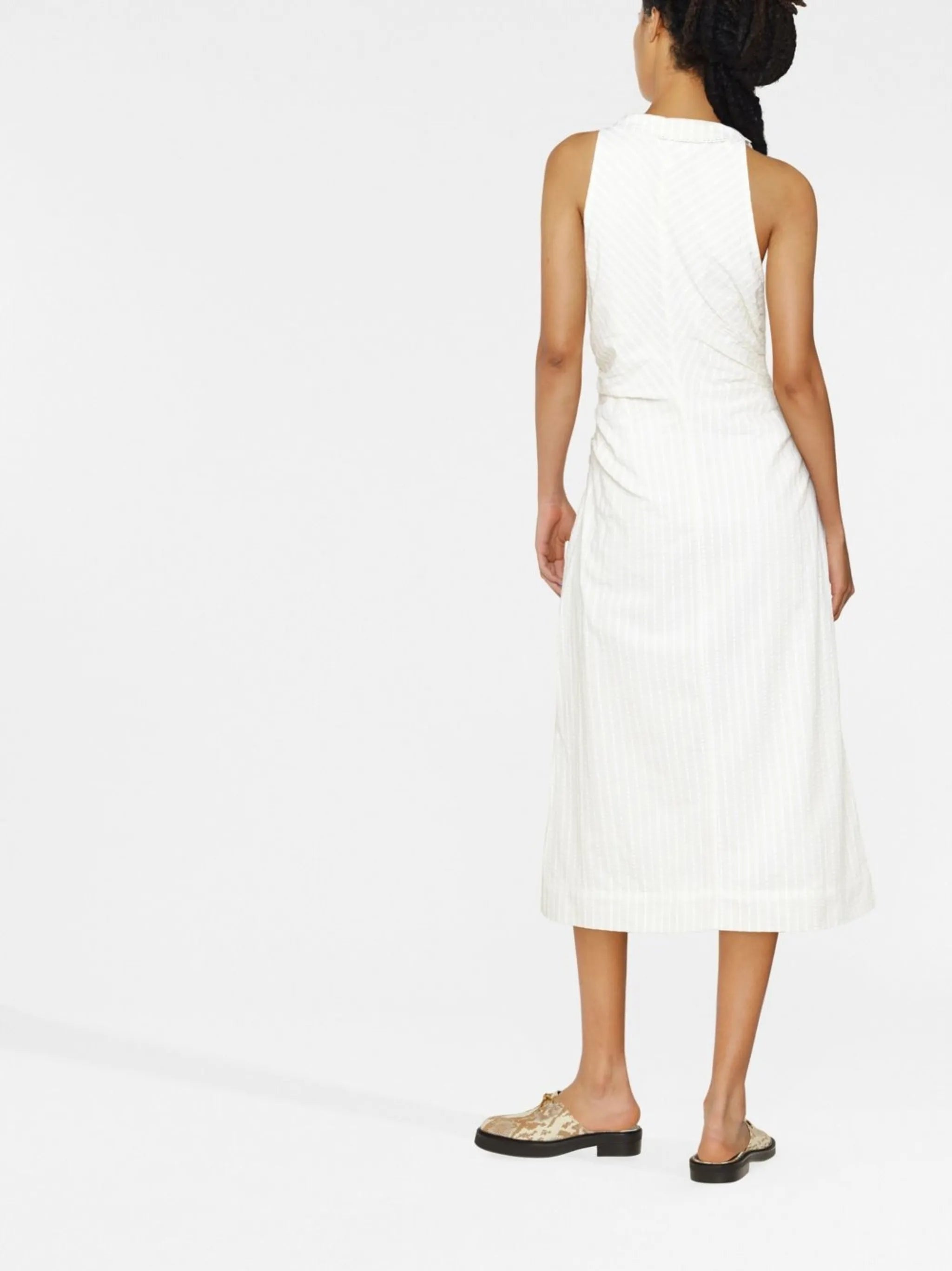 v-neck sleeveless midi dress