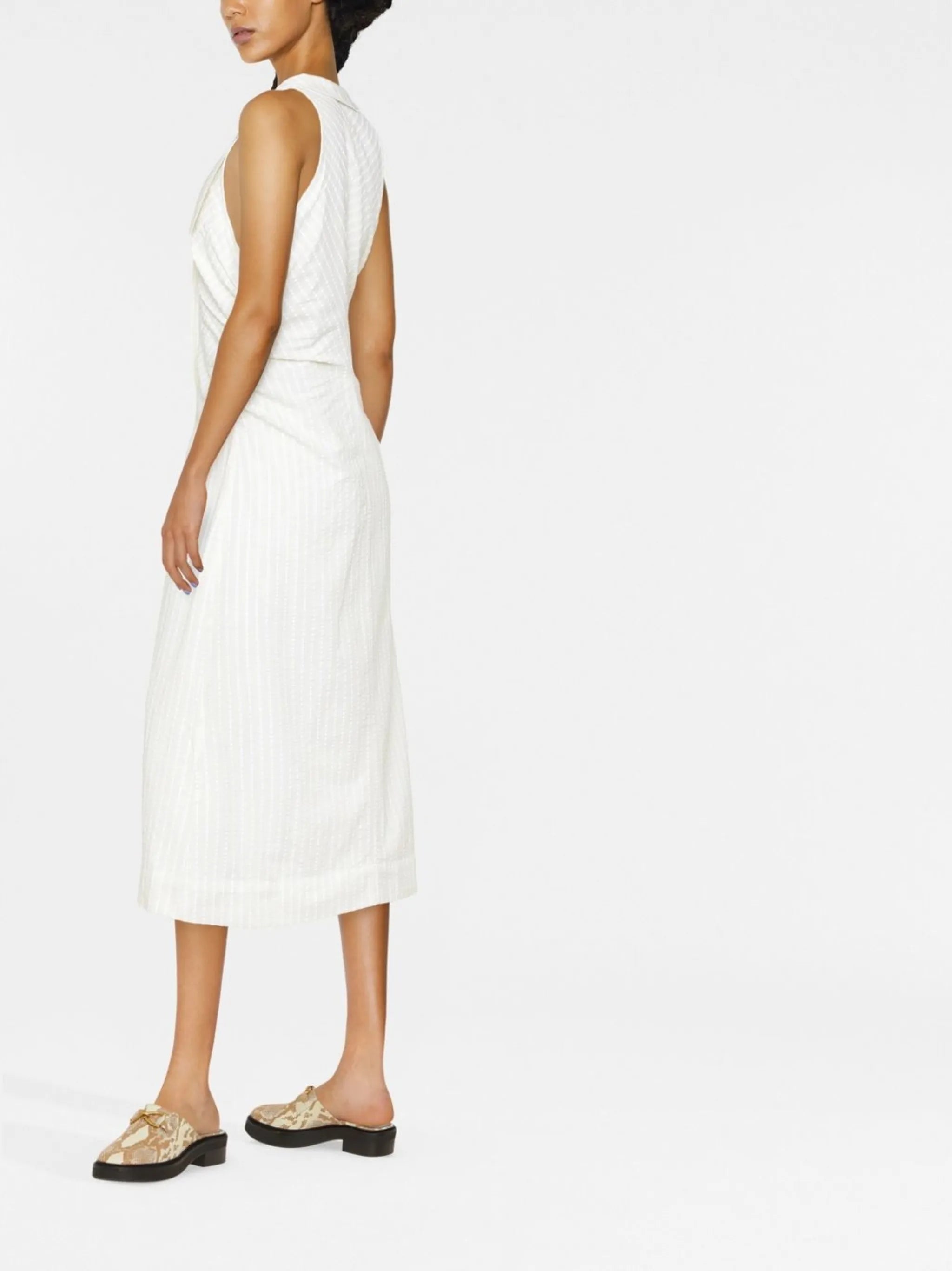 v-neck sleeveless midi dress