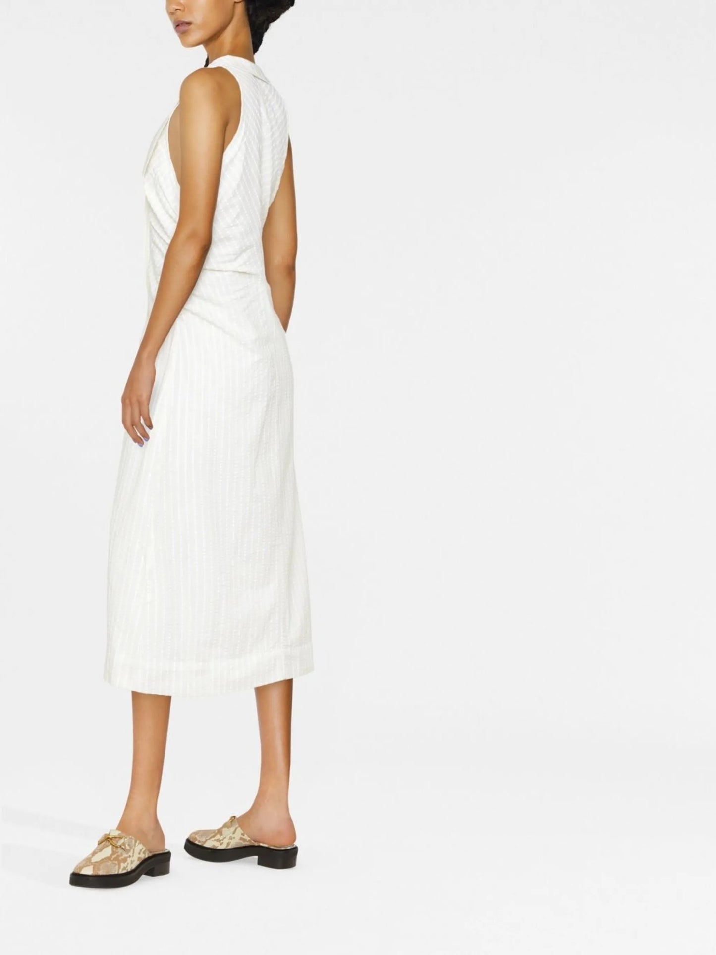 v-neck sleeveless midi dress
