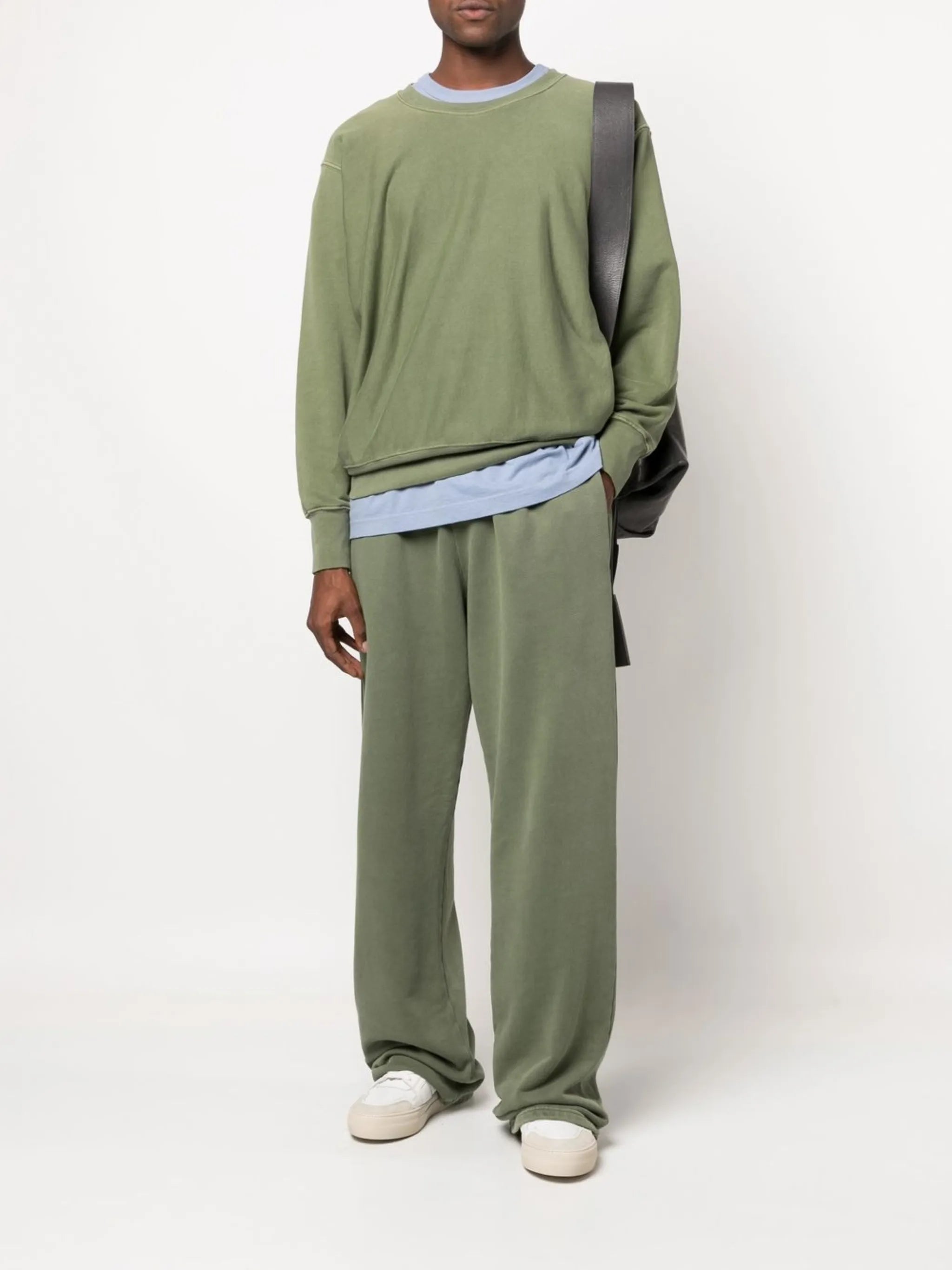 fleece-texture crew neck jumper