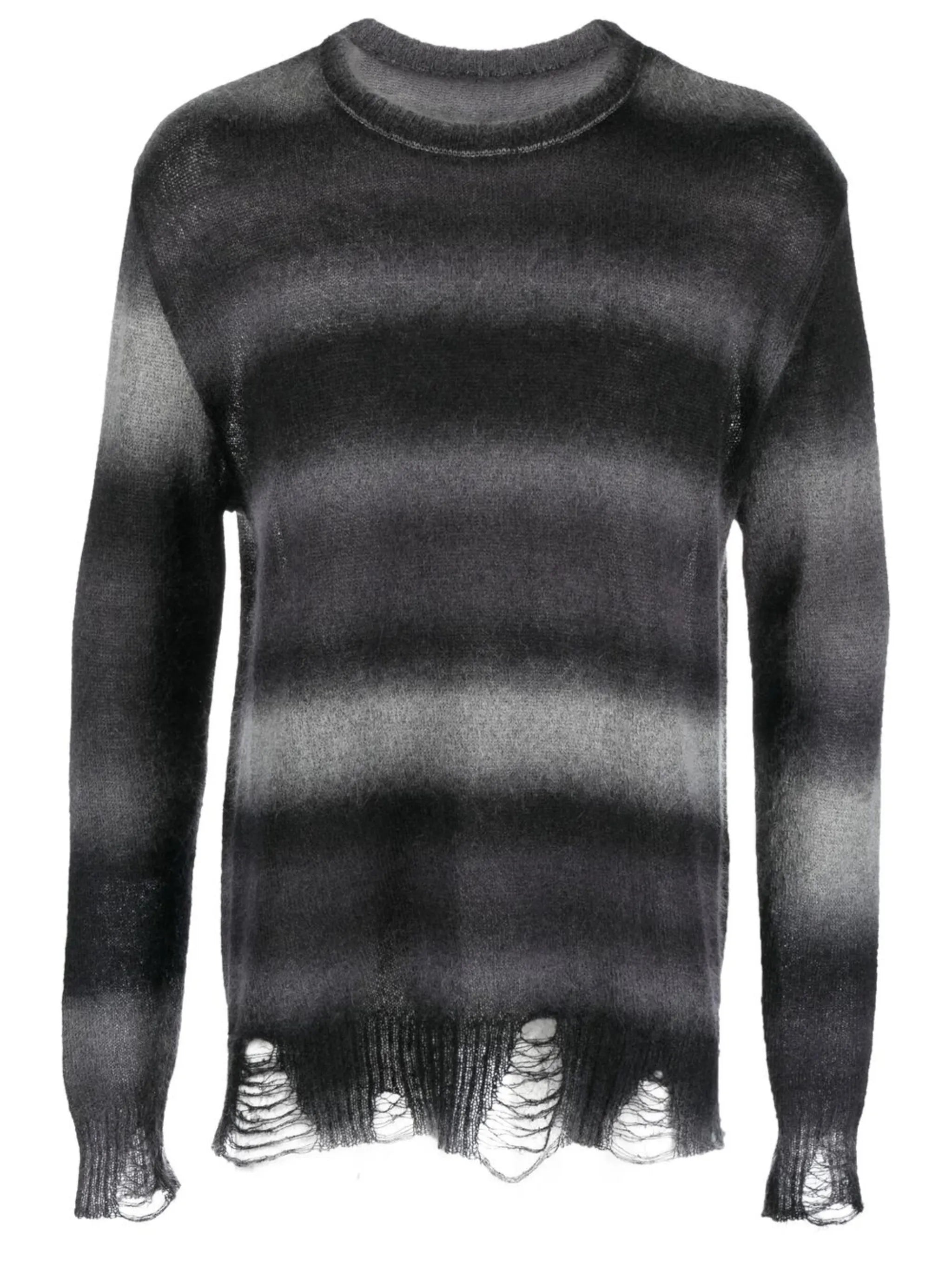 stripe-print distressed-effect jumper