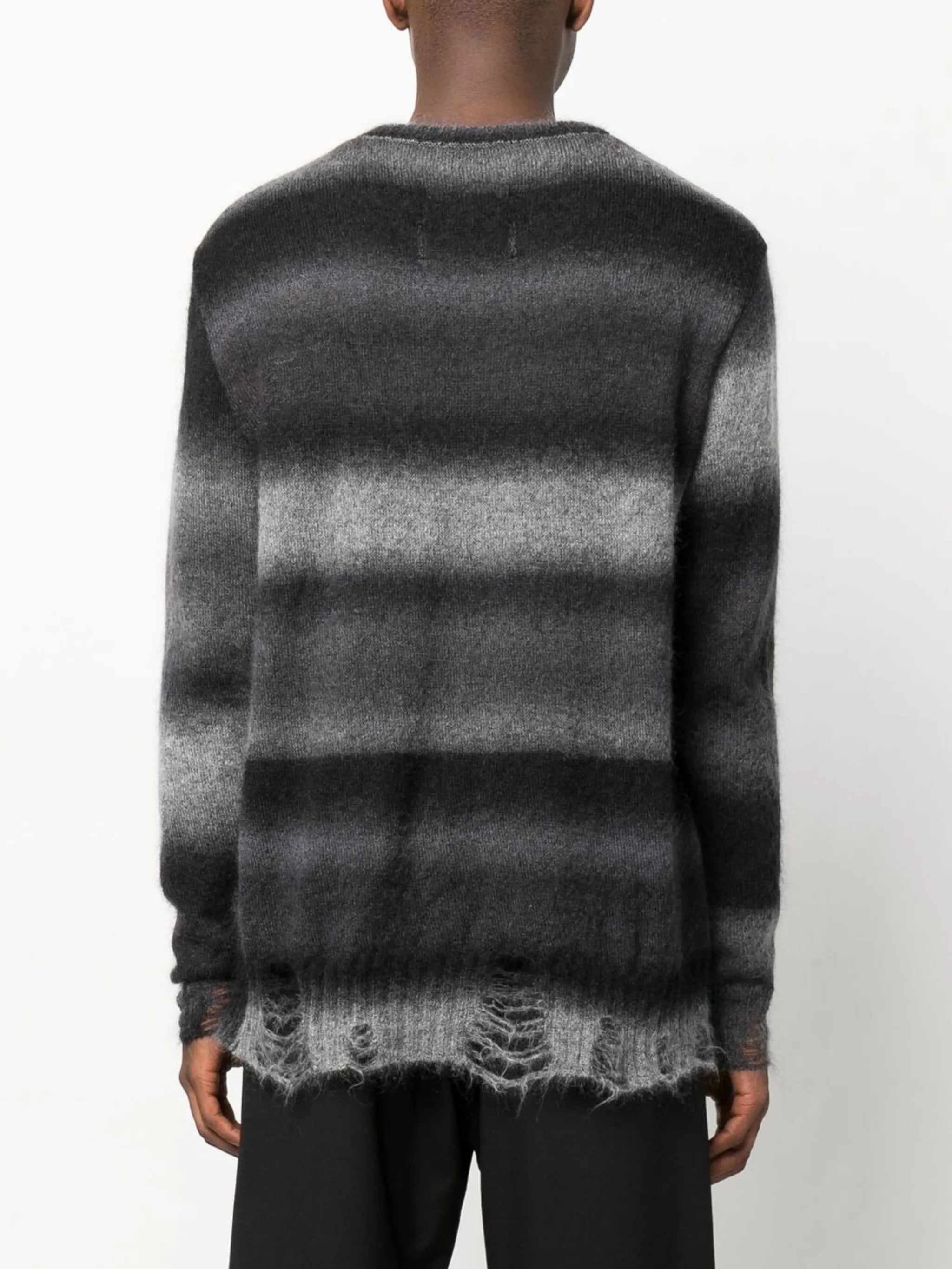 stripe-print distressed-effect jumper