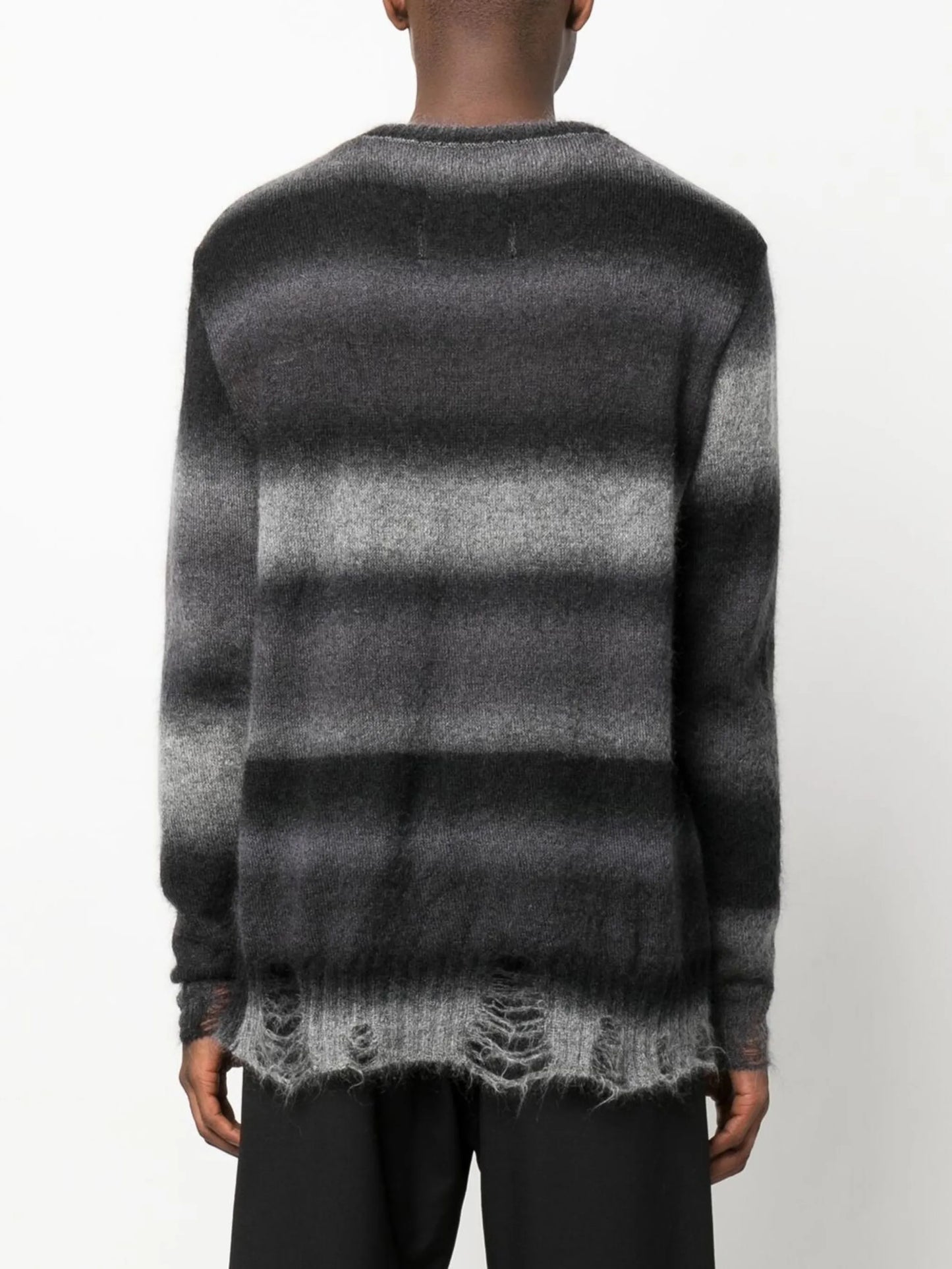stripe-print distressed-effect jumper