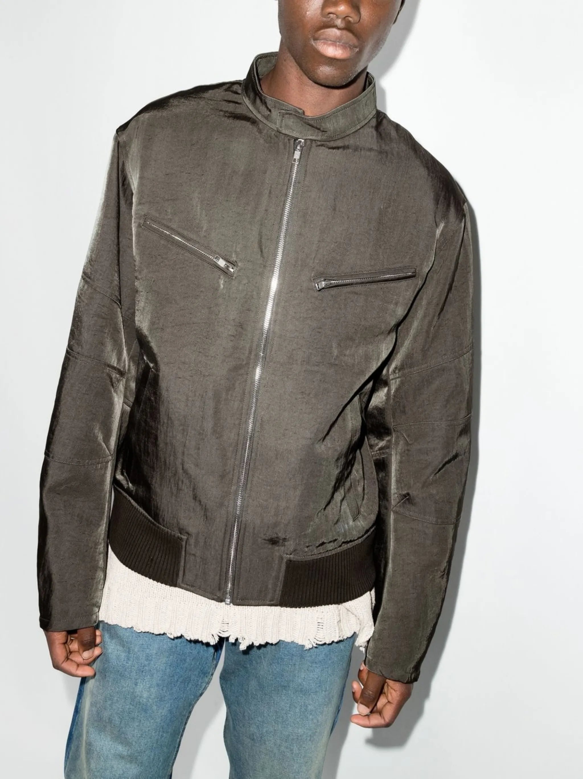 Moto Flight zipped bomber jacket