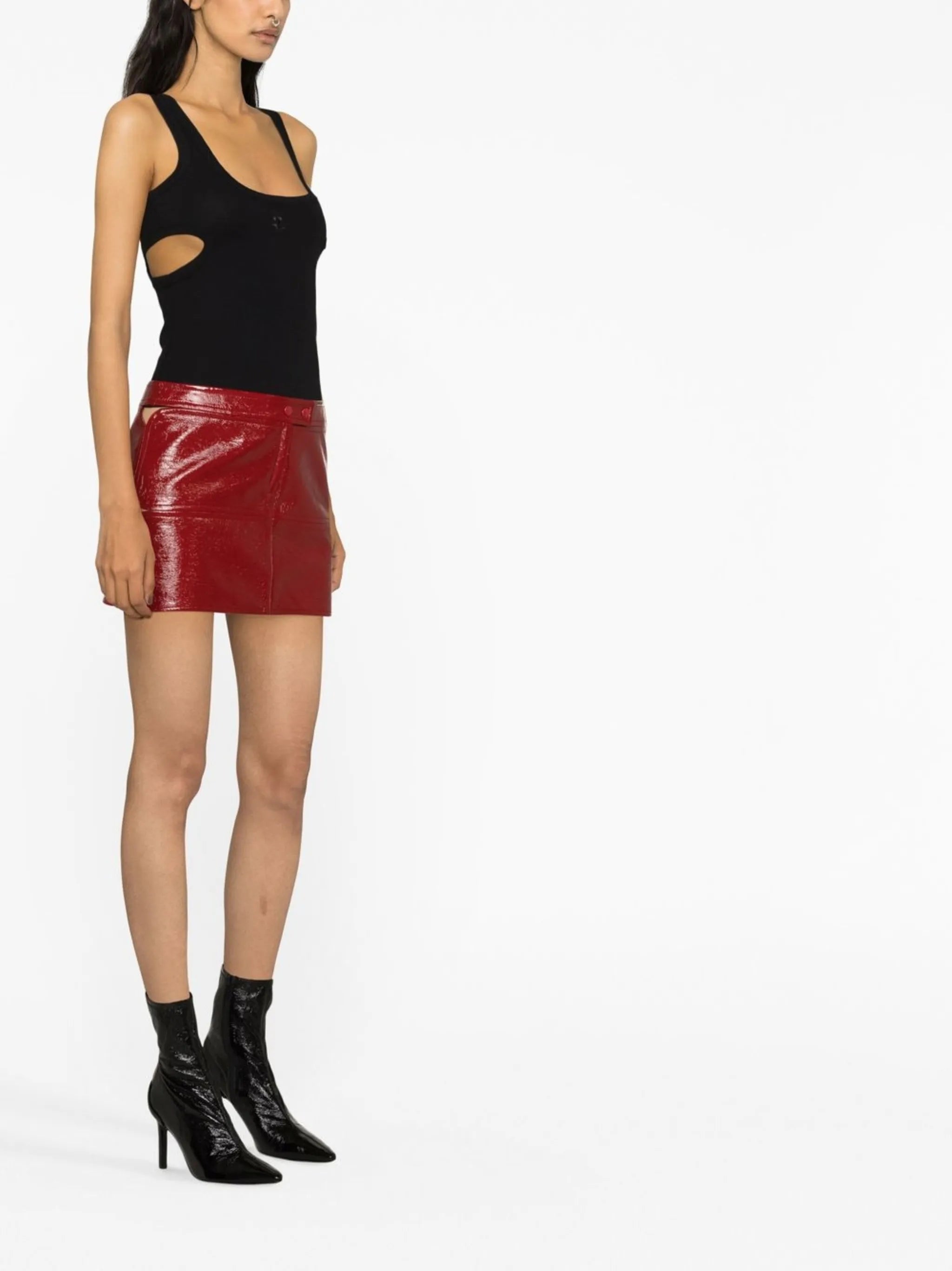 faux-leather patent miniskirt