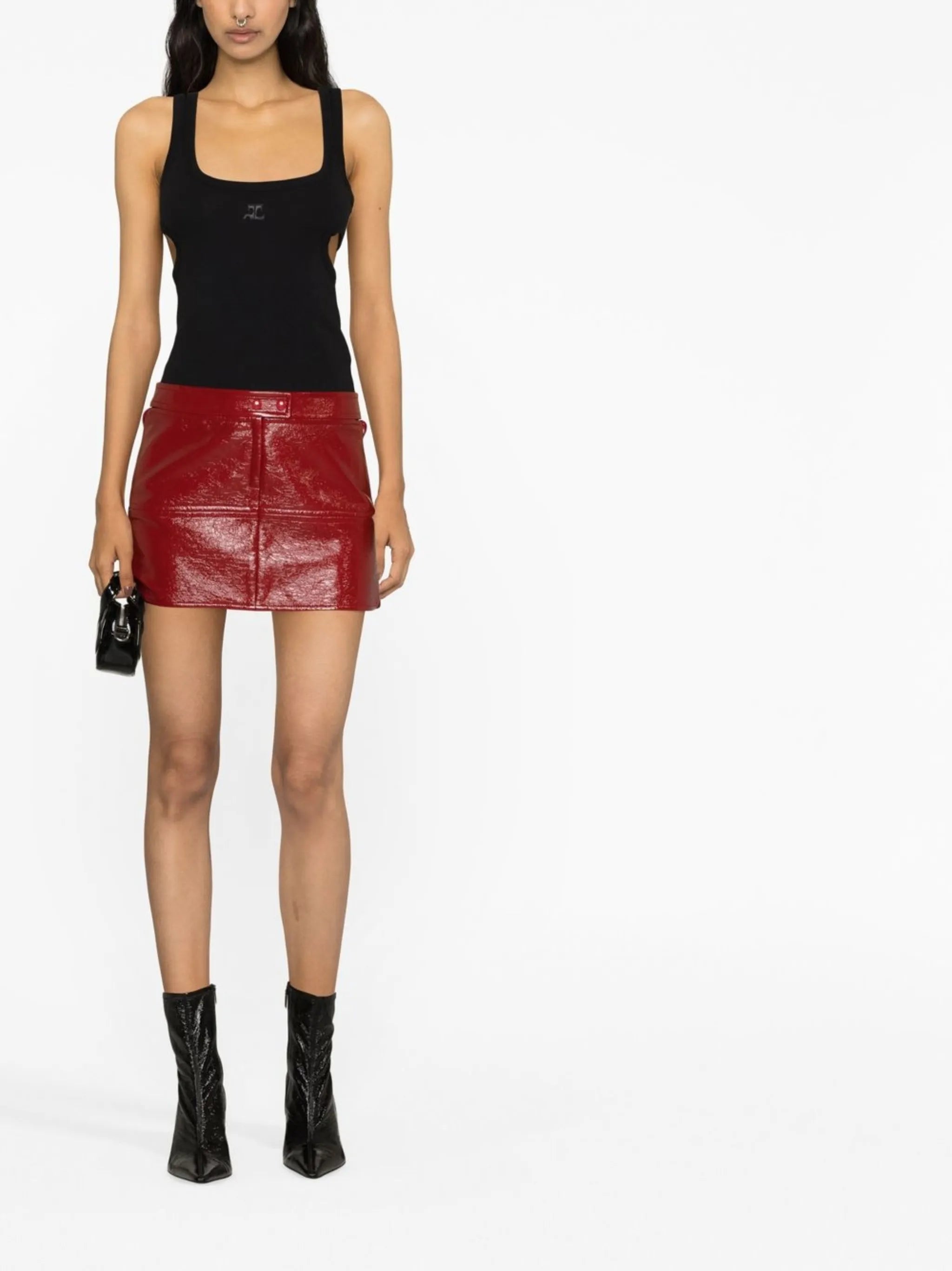faux-leather patent miniskirt
