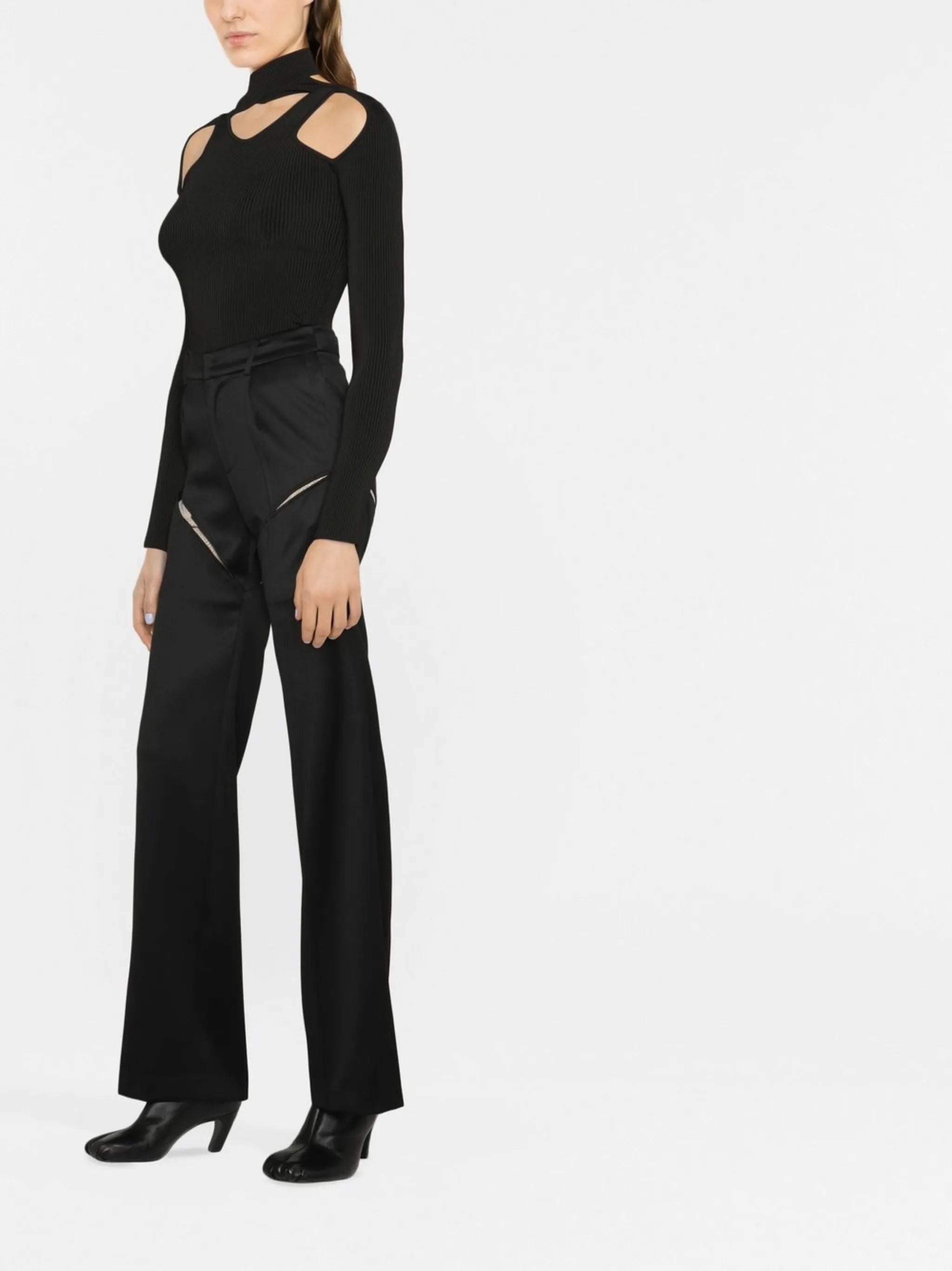 mesh-panel suit trousers