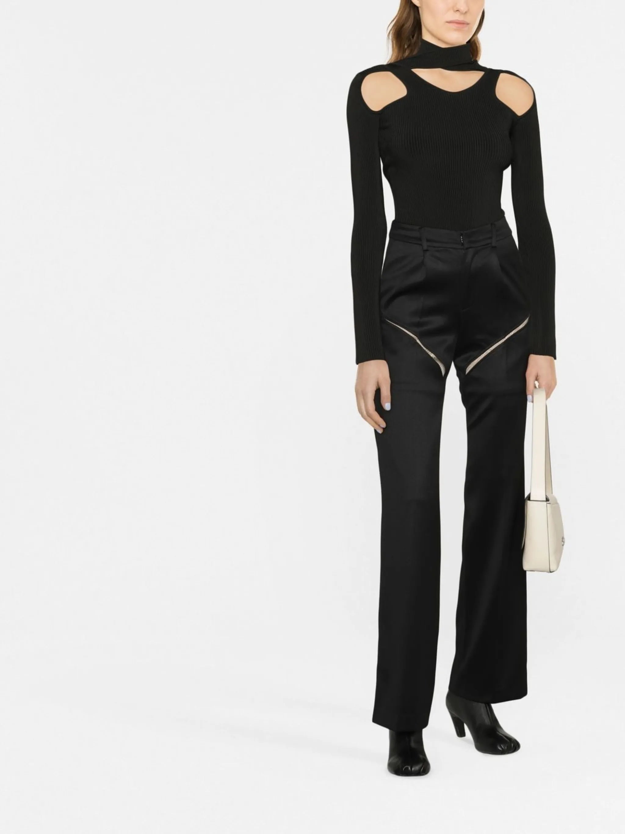 mesh-panel suit trousers