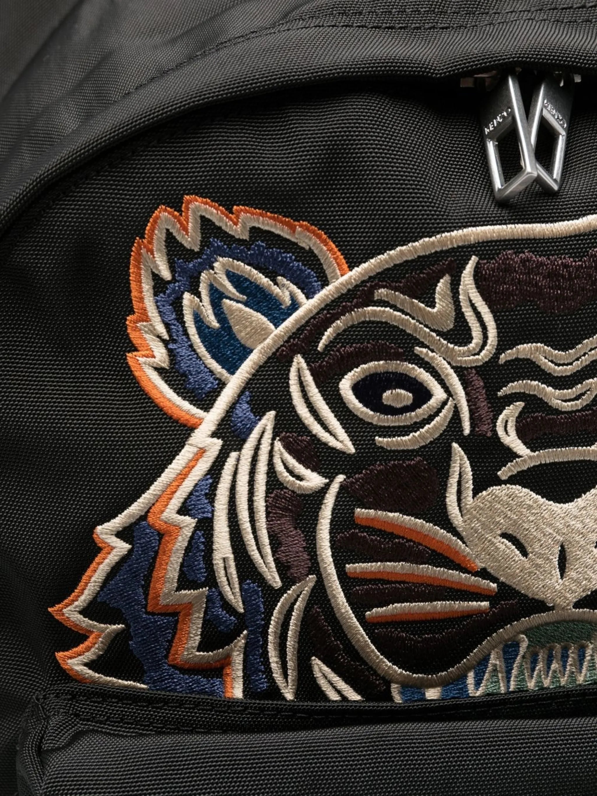 Tiger-embroidered zip-around backpack