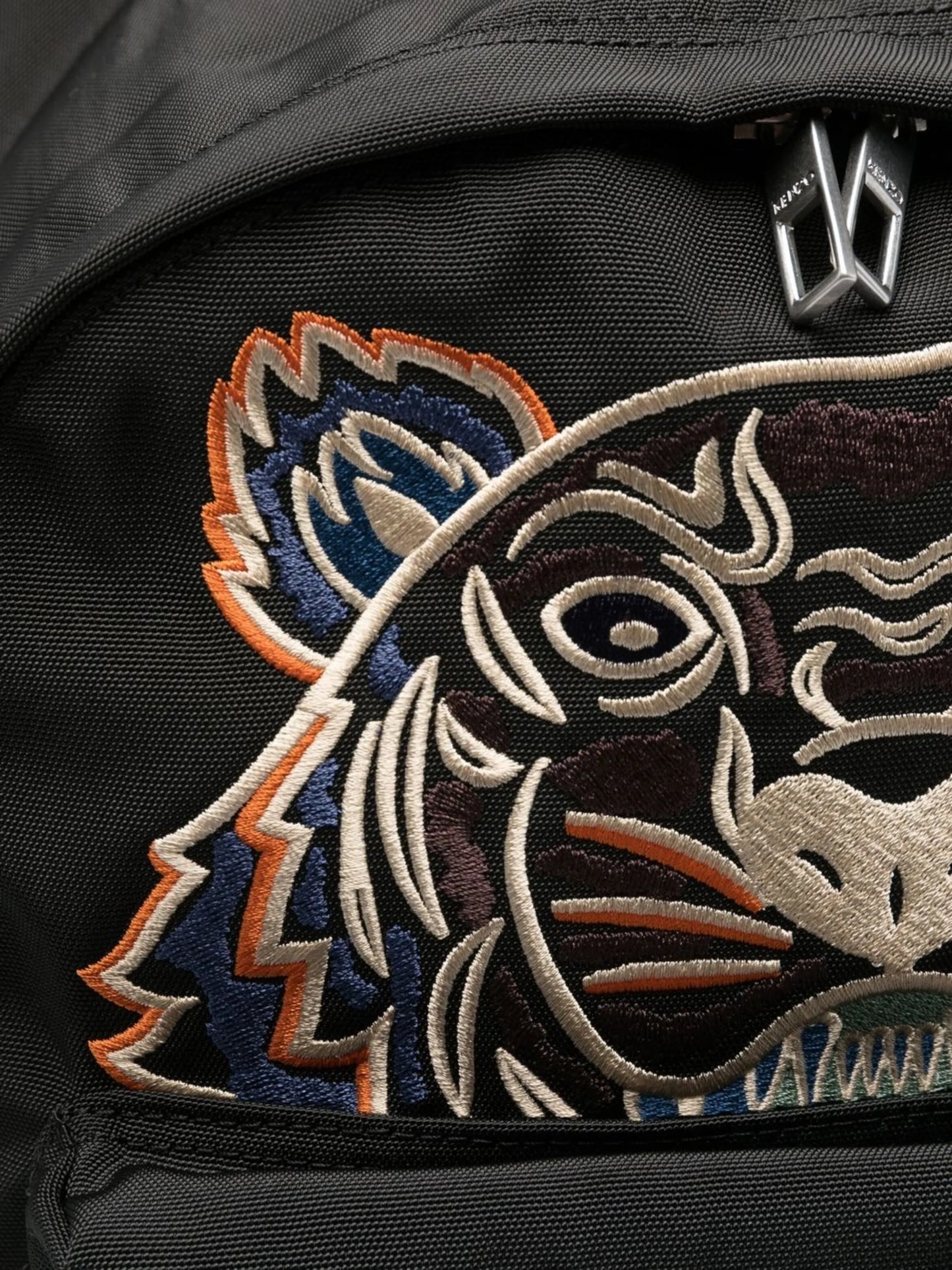 Tiger-embroidered zip-around backpack