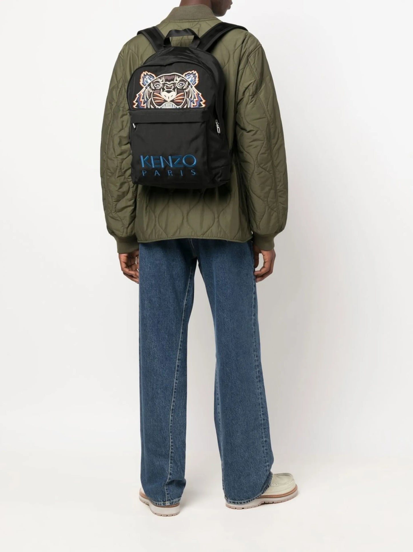 Tiger-embroidered zip-around backpack