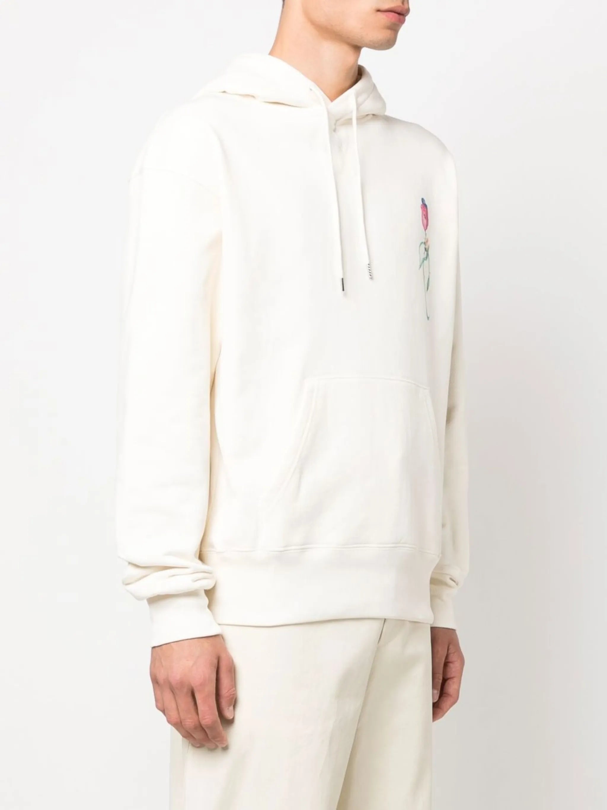 flower-print drawstring hoodie