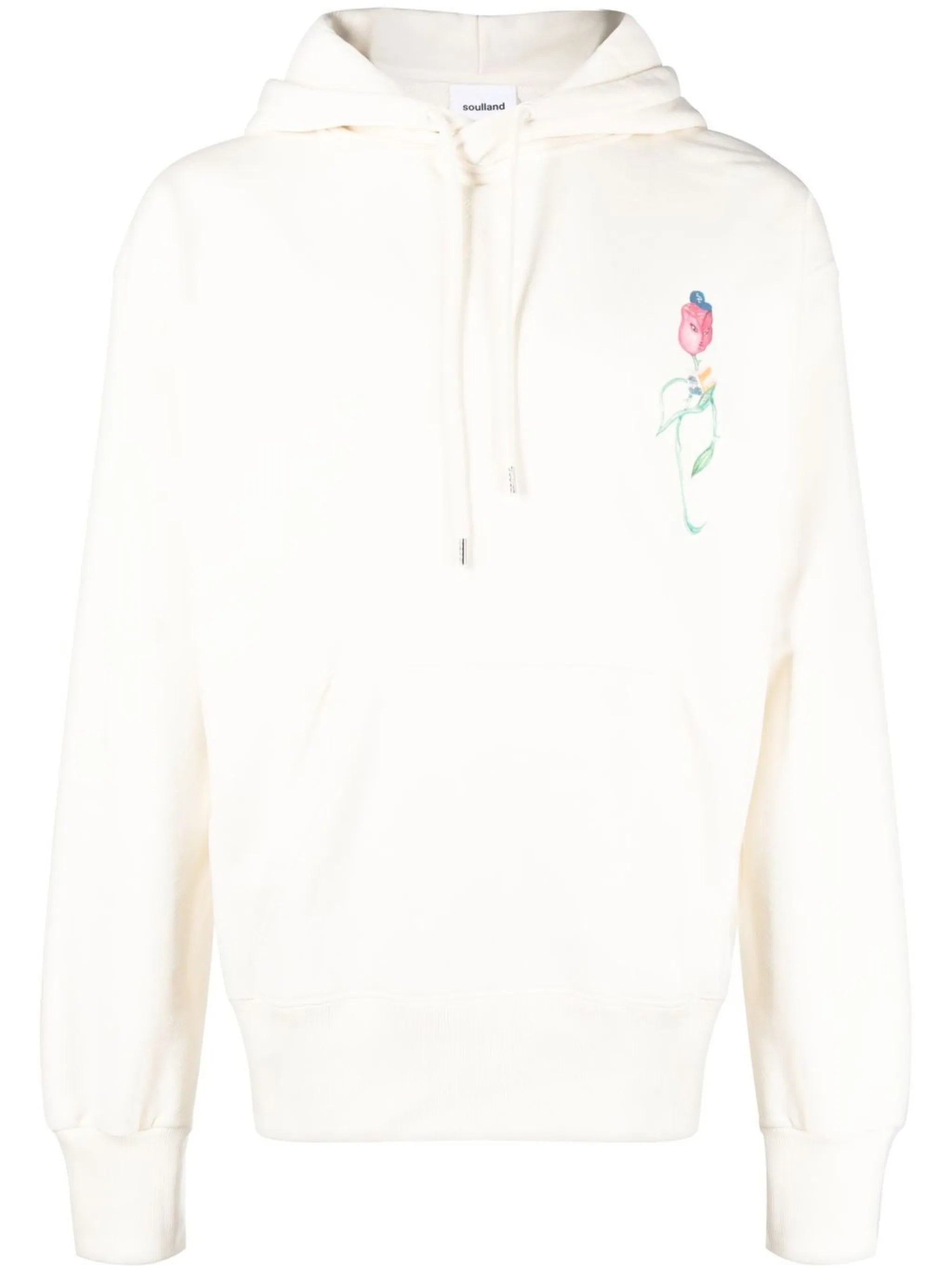 flower-print drawstring hoodie