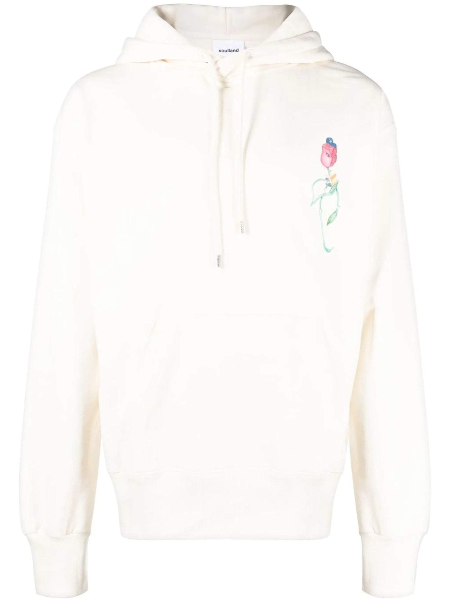 flower-print drawstring hoodie