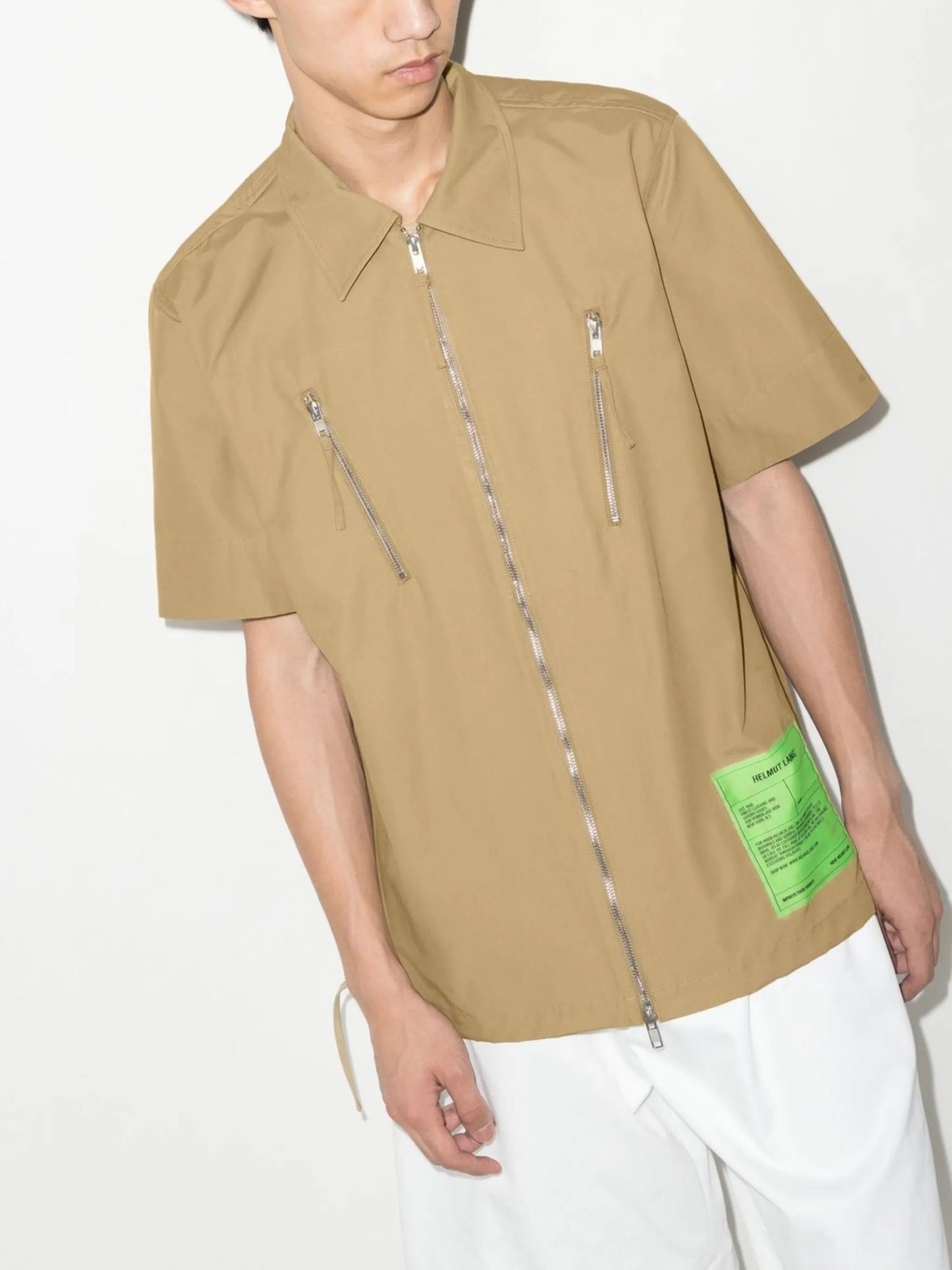 logo-patch zip-fastening shirt