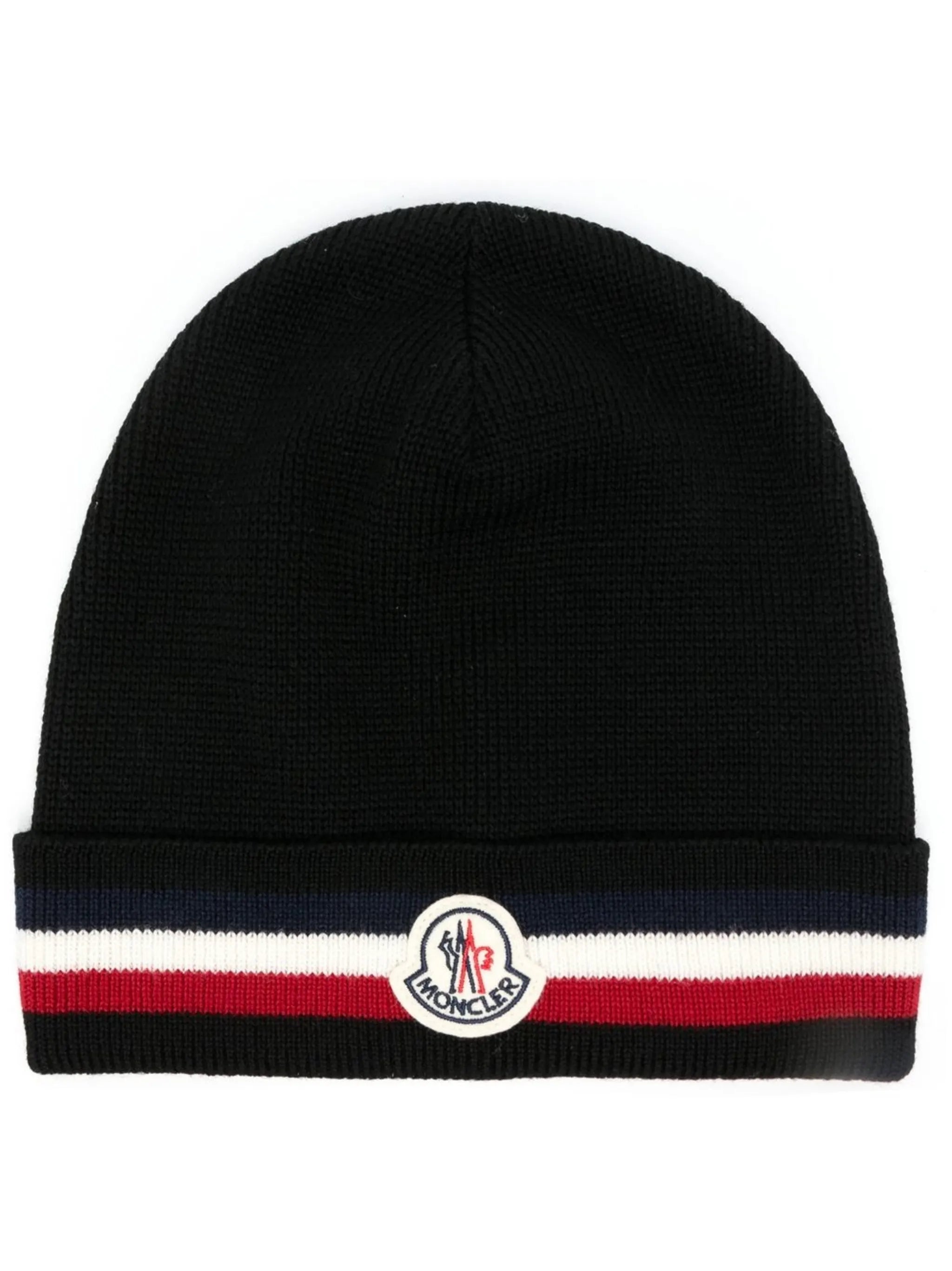 logo-patch stripe-trim beanie