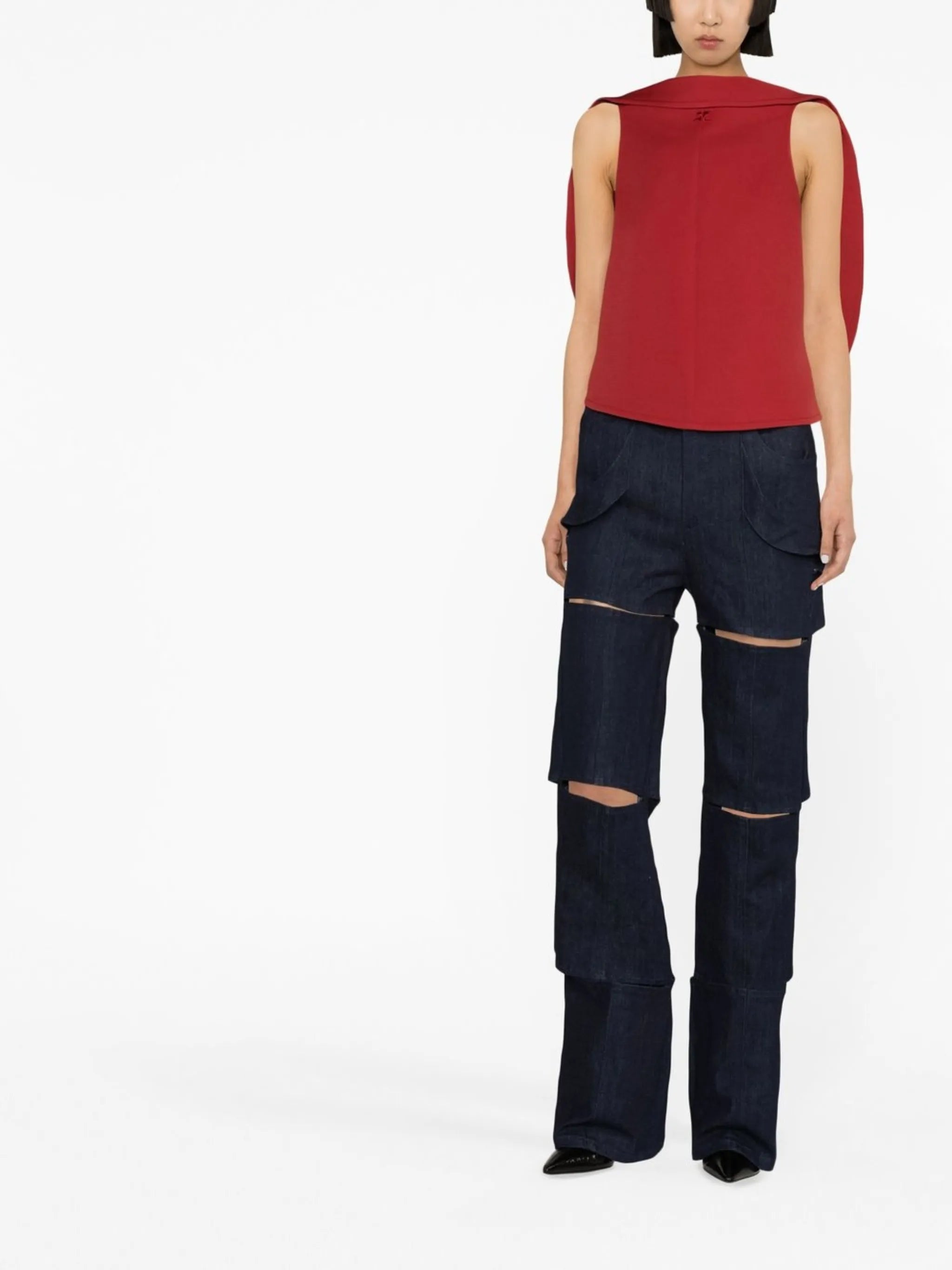 sleeveless cape blouse