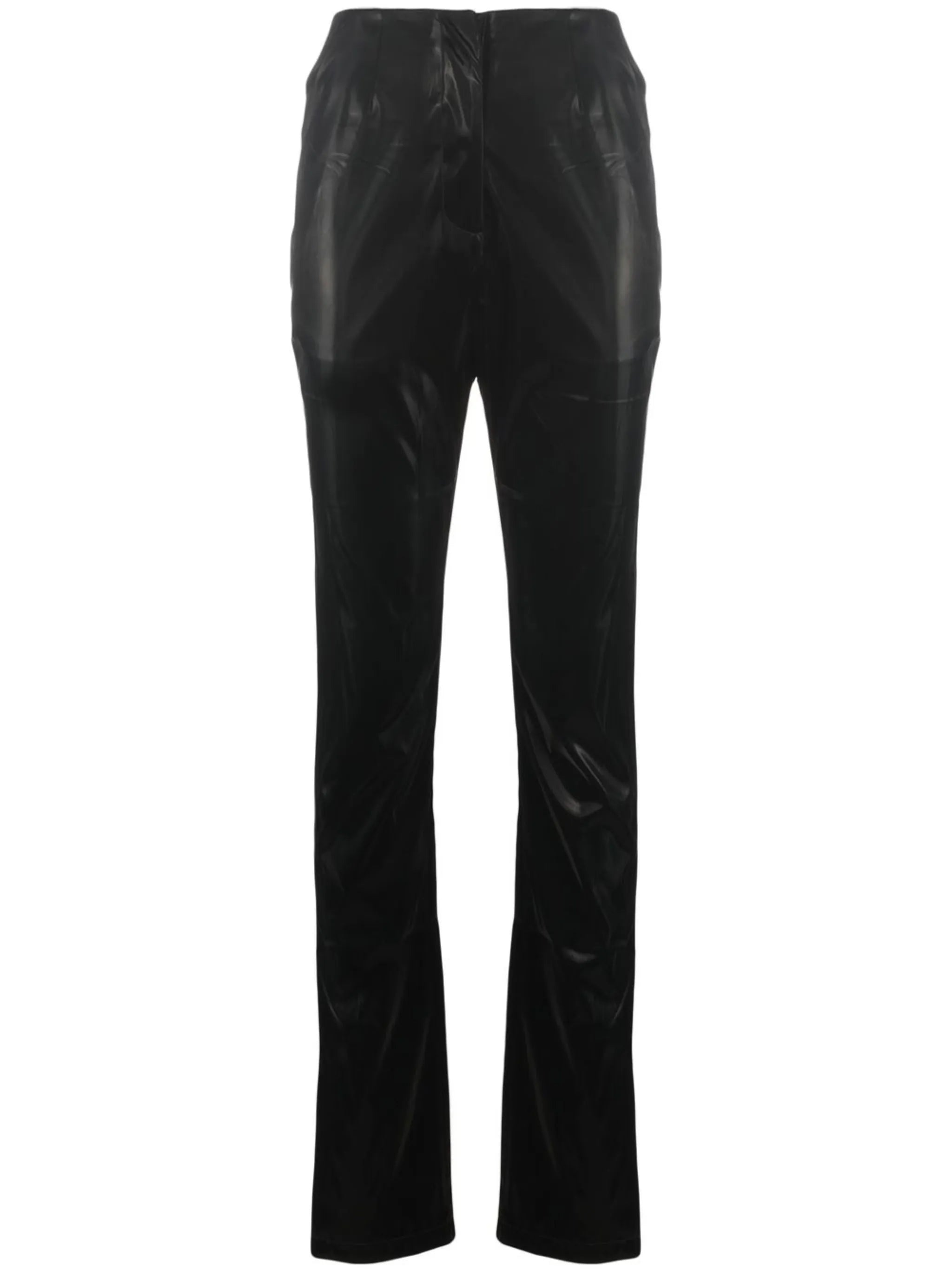 high-shine split-hem trousers