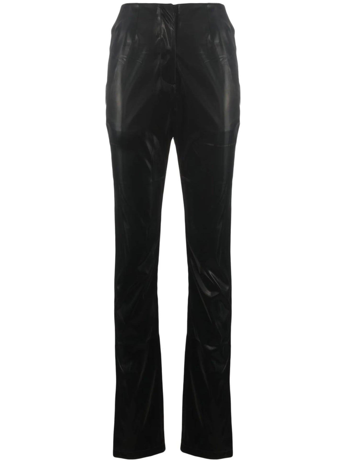 high-shine split-hem trousers