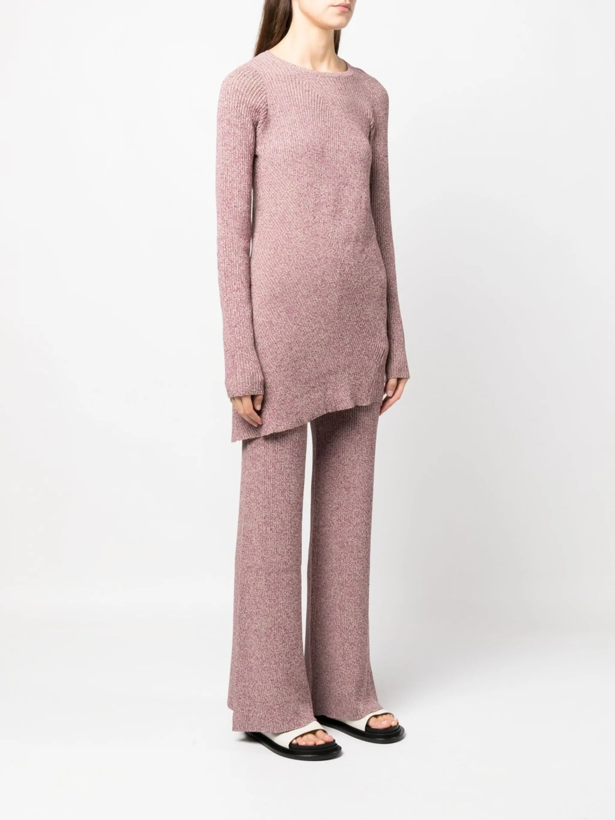mélange-knit asymmetrical jumper