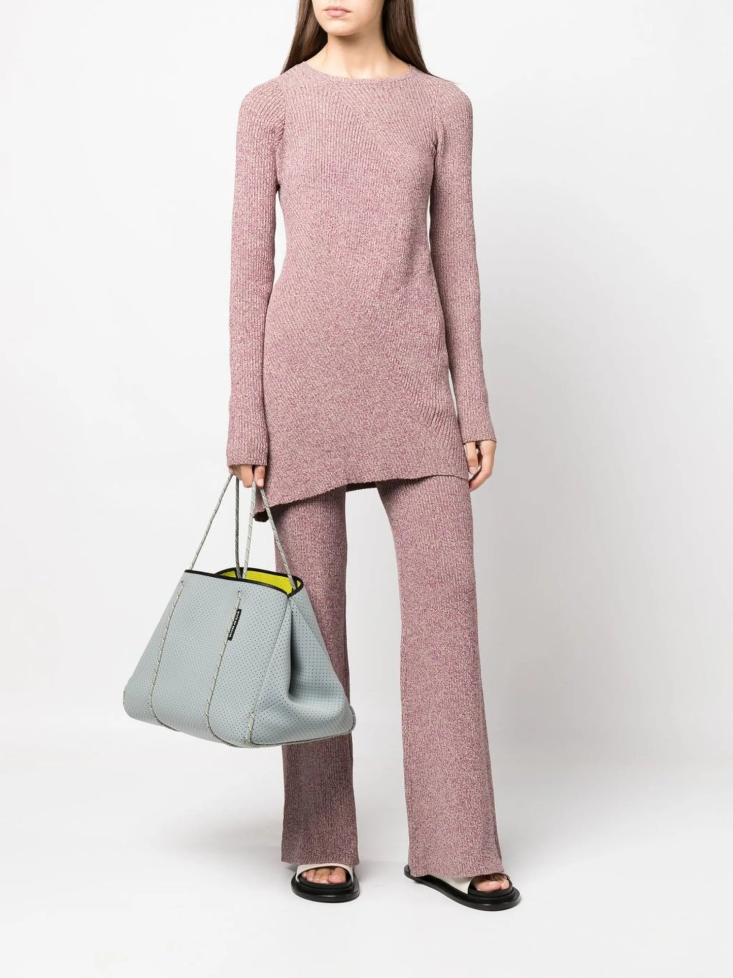 mélange-knit asymmetrical jumper