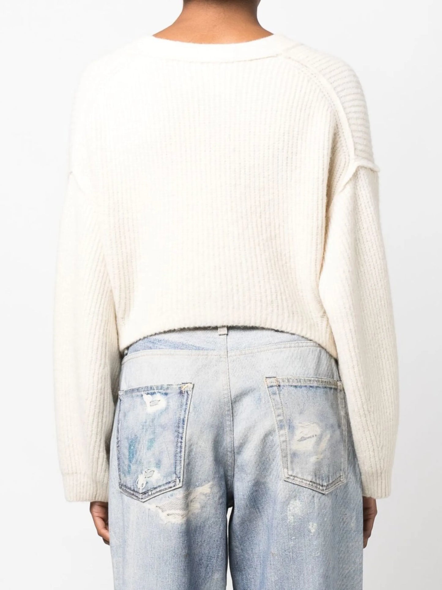 Karin V-neck ribbed knit cardigan