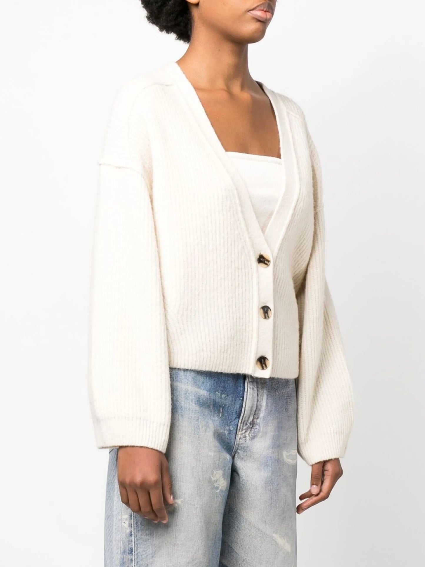 Karin V-neck ribbed knit cardigan